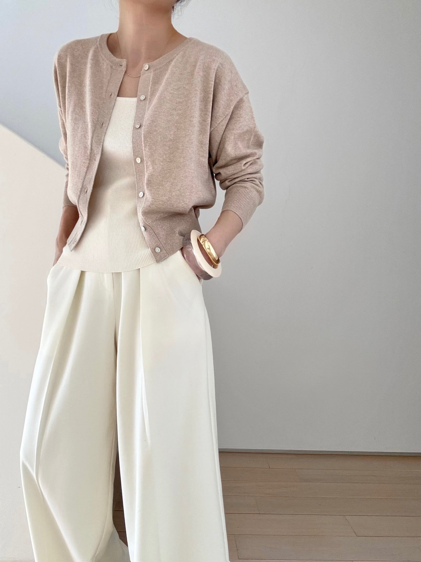 Daily Supima cotton cashmere ribbed tank- Pana Cotta