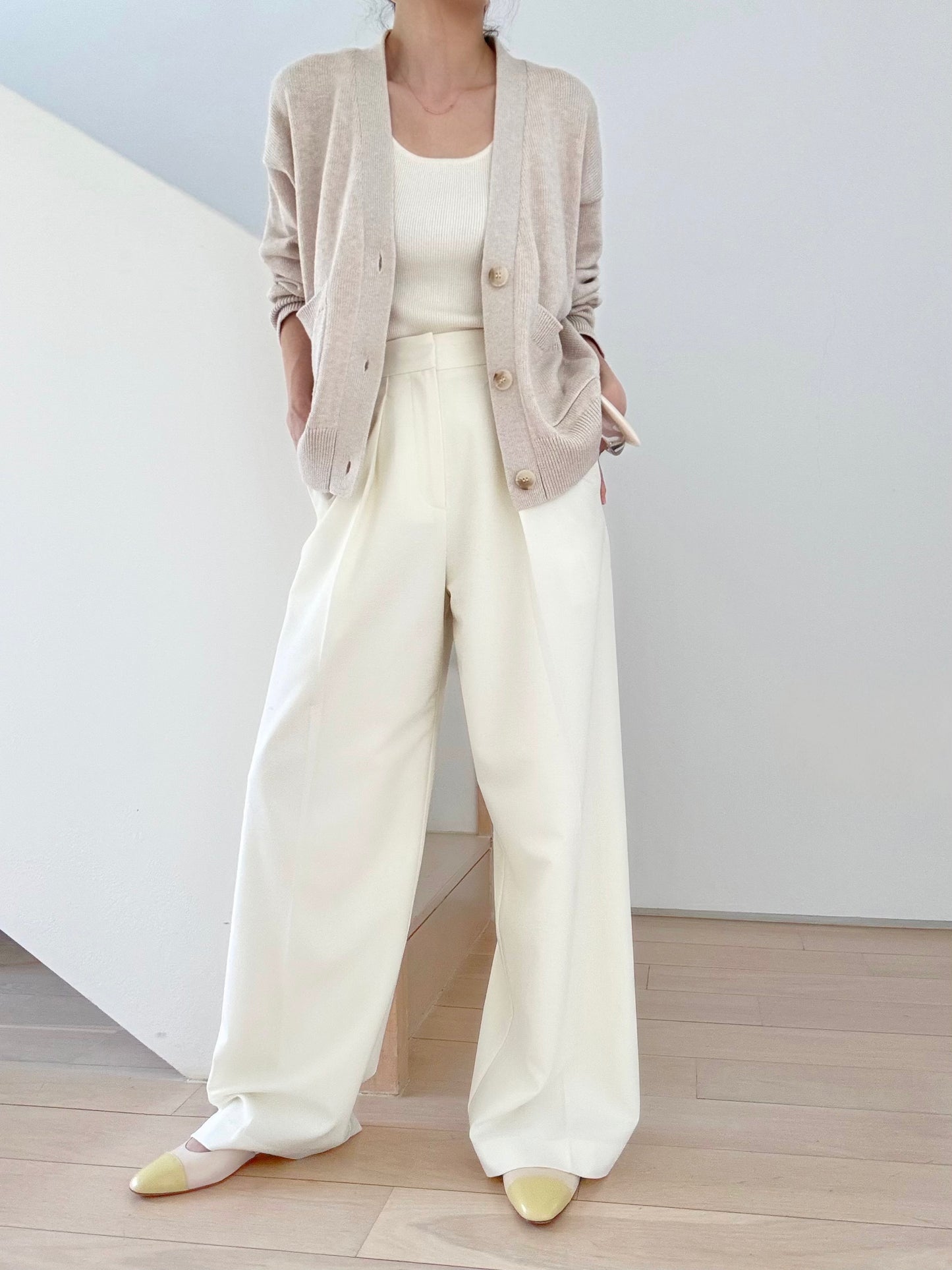 Cosy Cardi in Supima Cotton Cashmere- Soft Oat