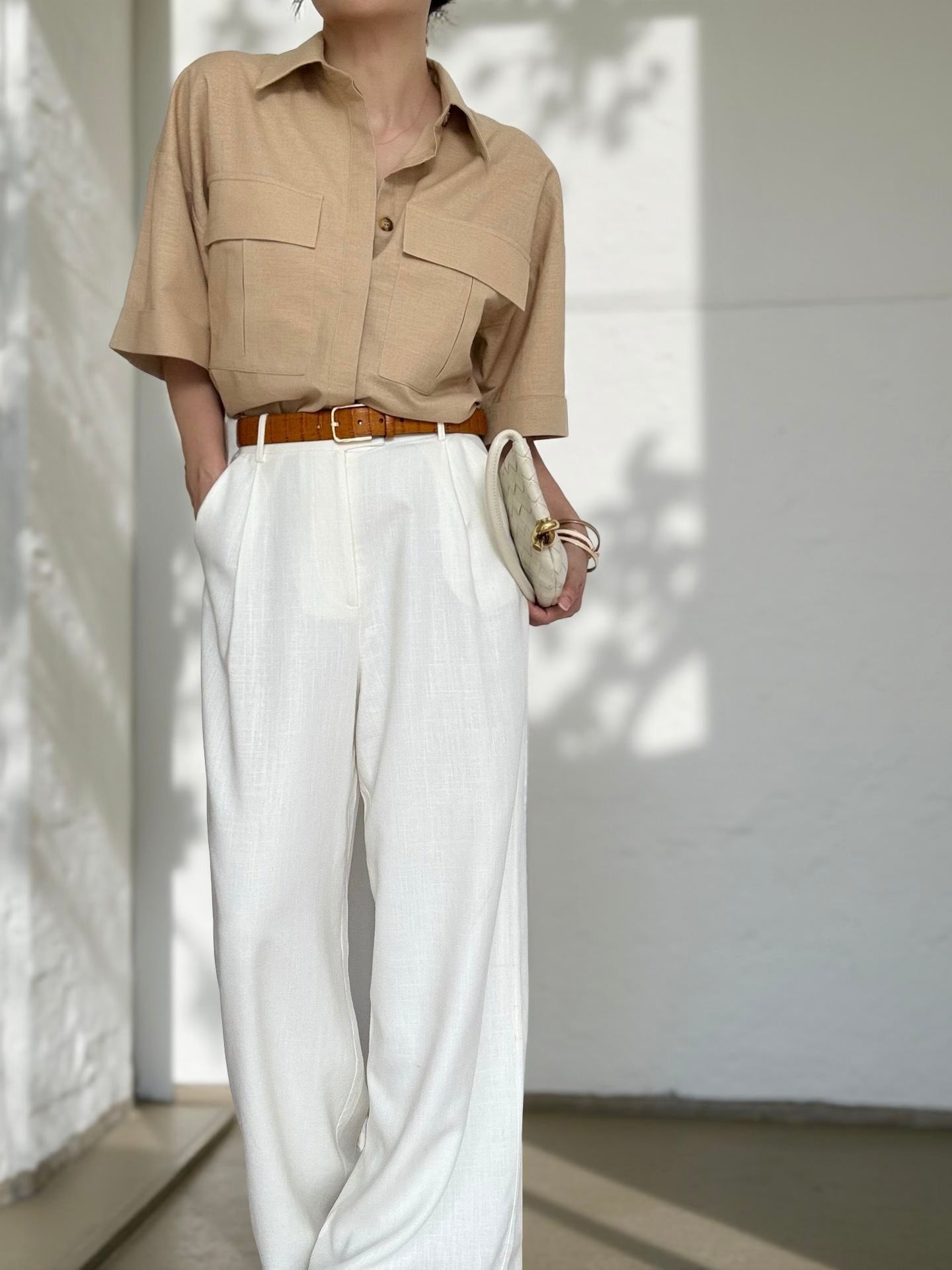 Everyday Softly Tailored Trousers ( Petite Length Restocked )- Cream