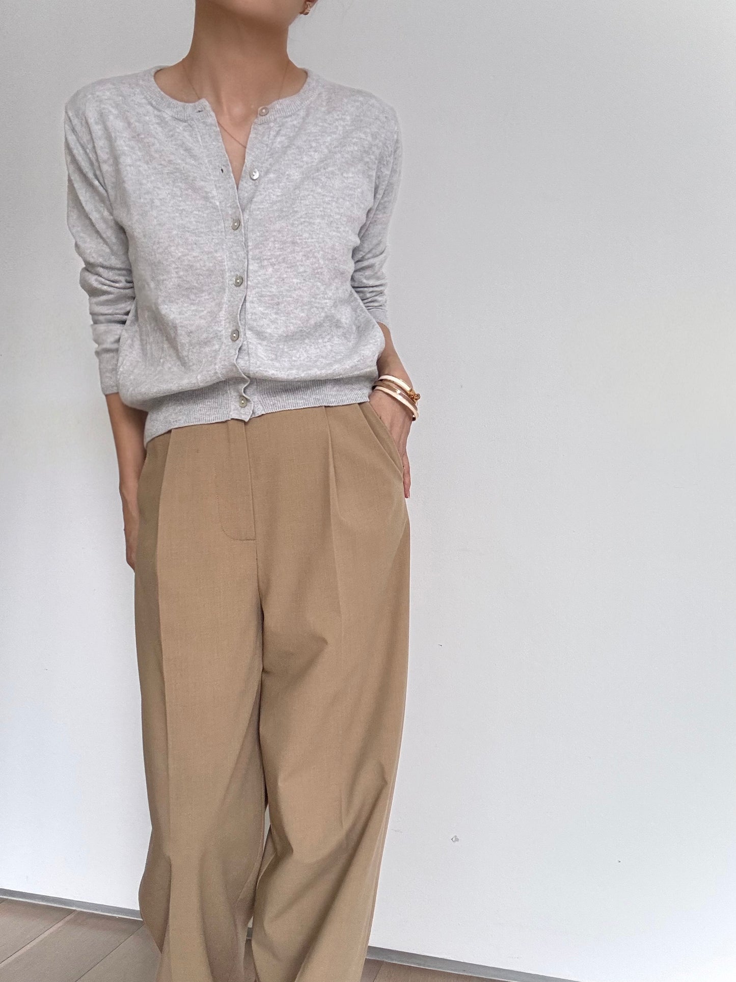 City Sleek Tailored Trousers (belts included)-Camel