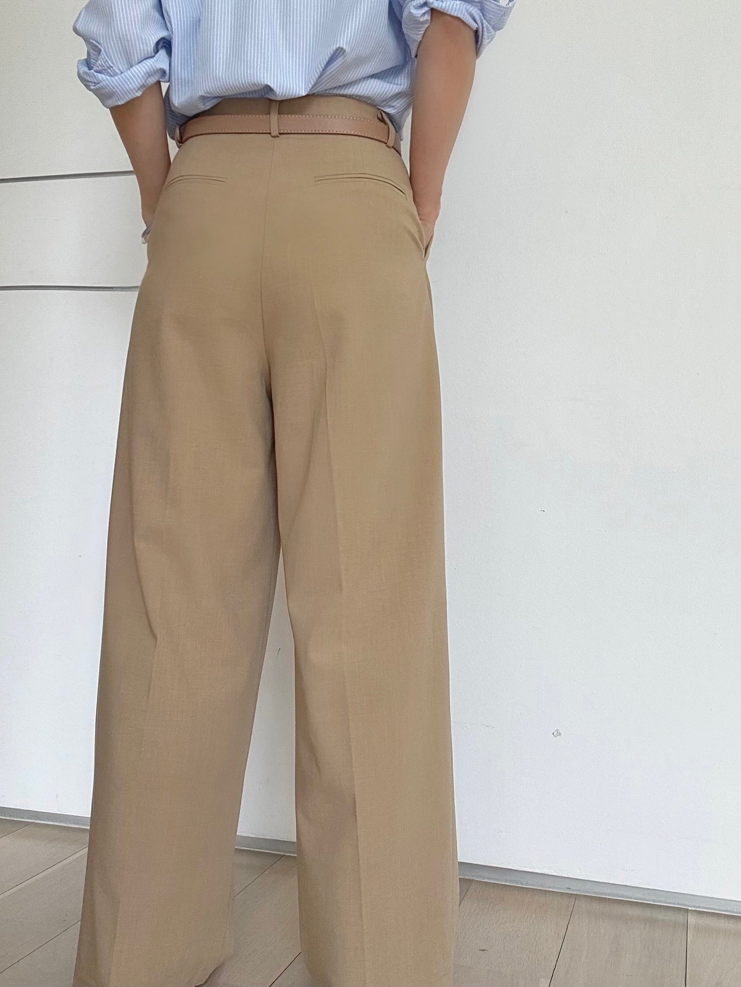 City Sleek Tailored Trousers (belts included)-Camel