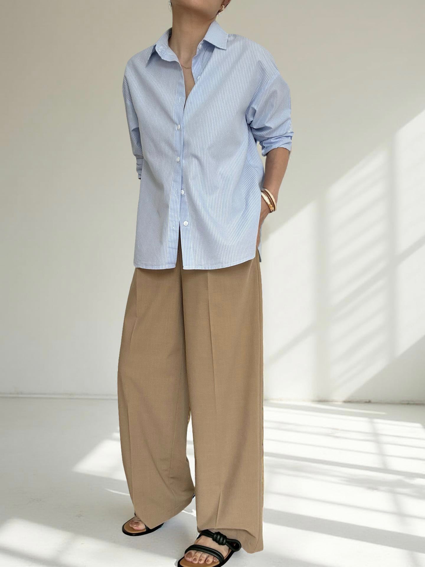 City Sleek Tailored Trousers (belts included)-Camel
