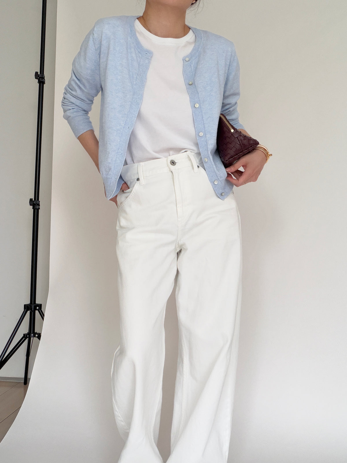 Cotton Cashmere Cardigan- Powder Blue