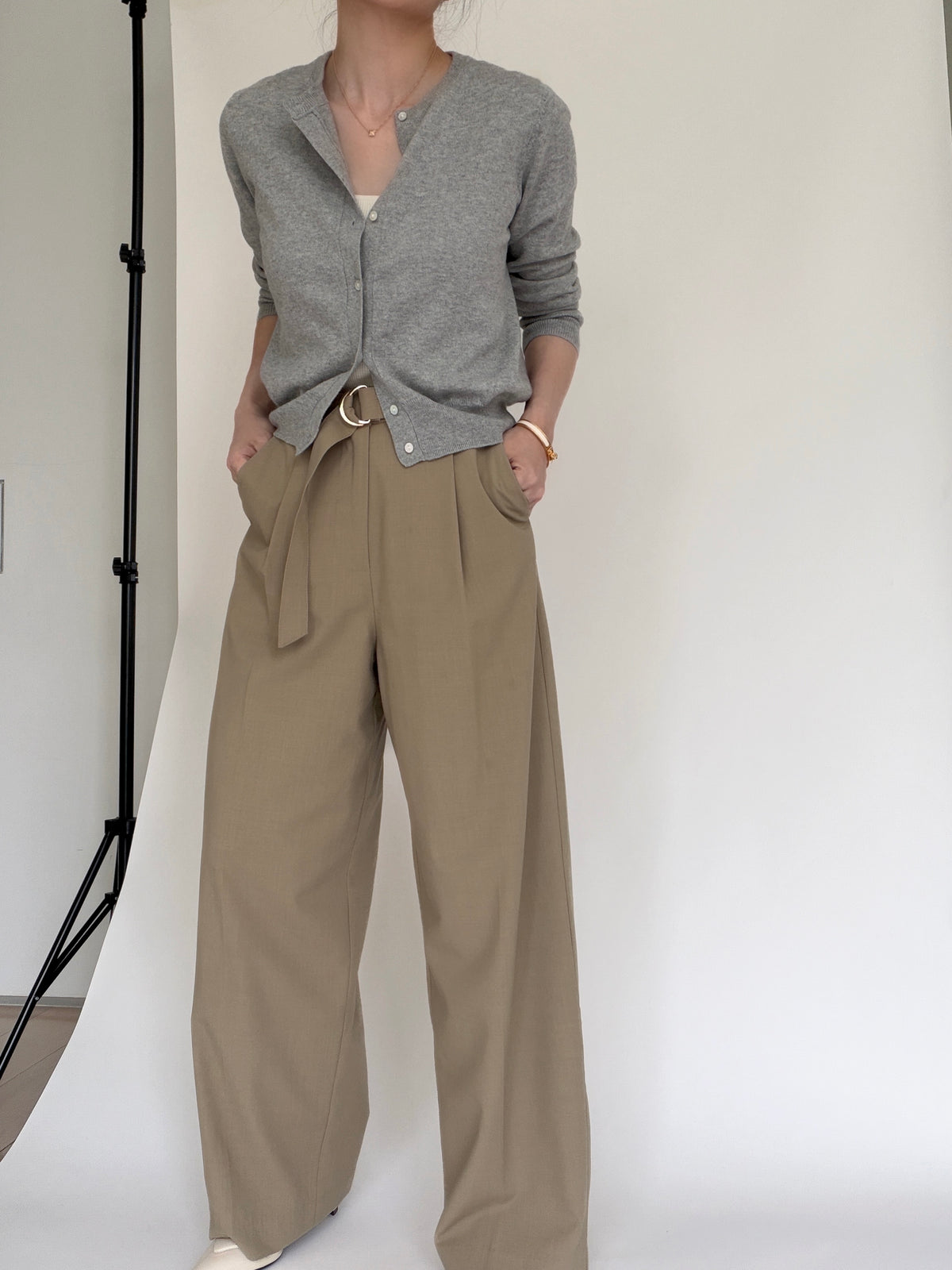 Cotton Cashmere Cardigan-Stone