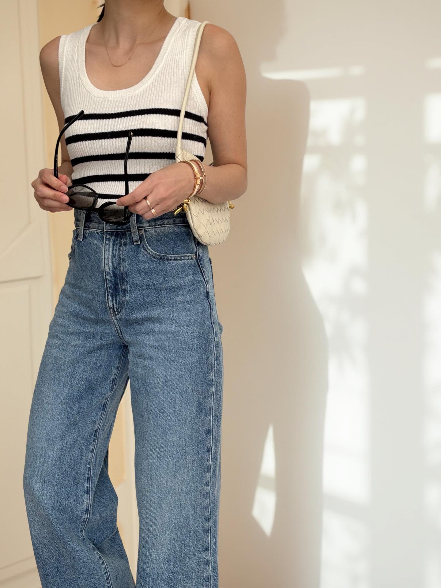 Cotton Cashmere Ribbed Tank - Nautical