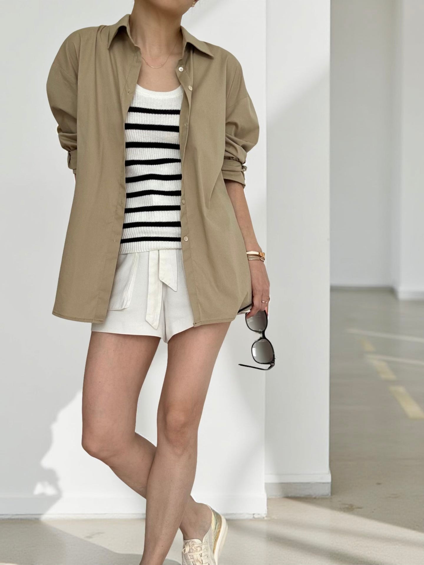 Cotton Cashmere Ribbed Tank - Nautical