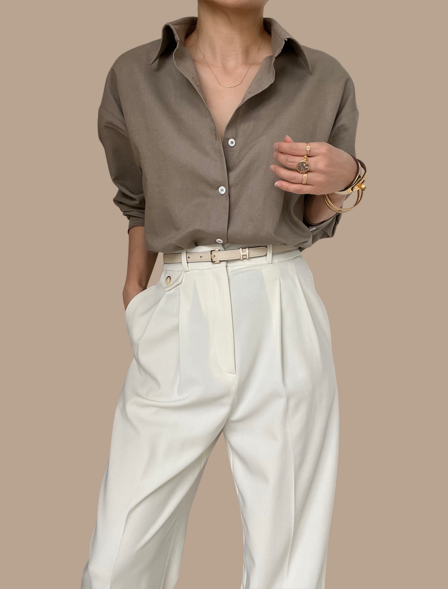 Sold Out- 02 Linen Shirt- Cocoa
