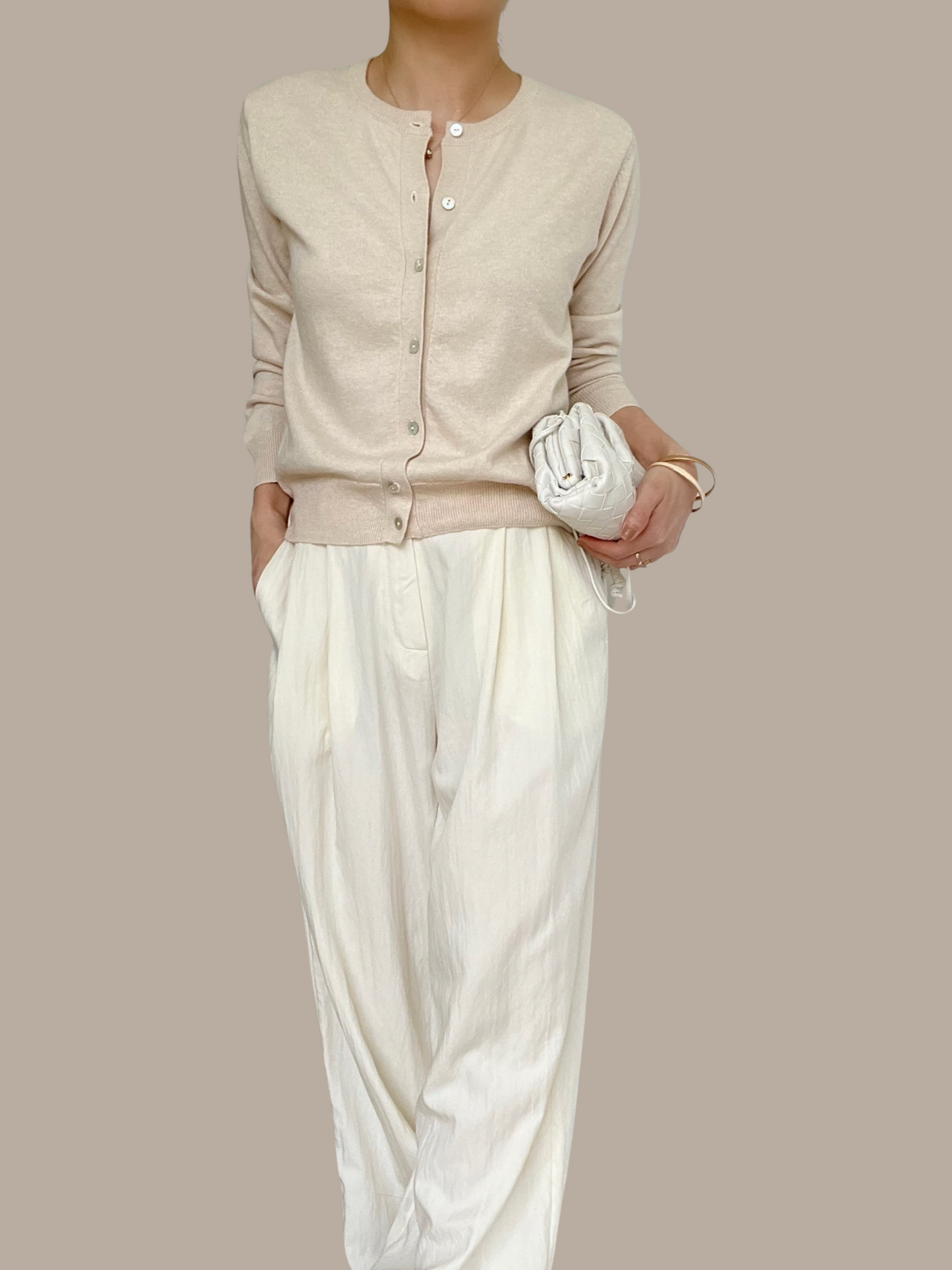 Sold Out -09 Cotton Cashmere Cardigan - Sand