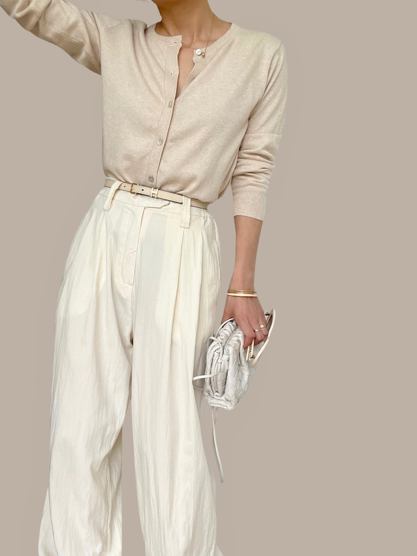 Sold Out -09 Cotton Cashmere Cardigan - Sand