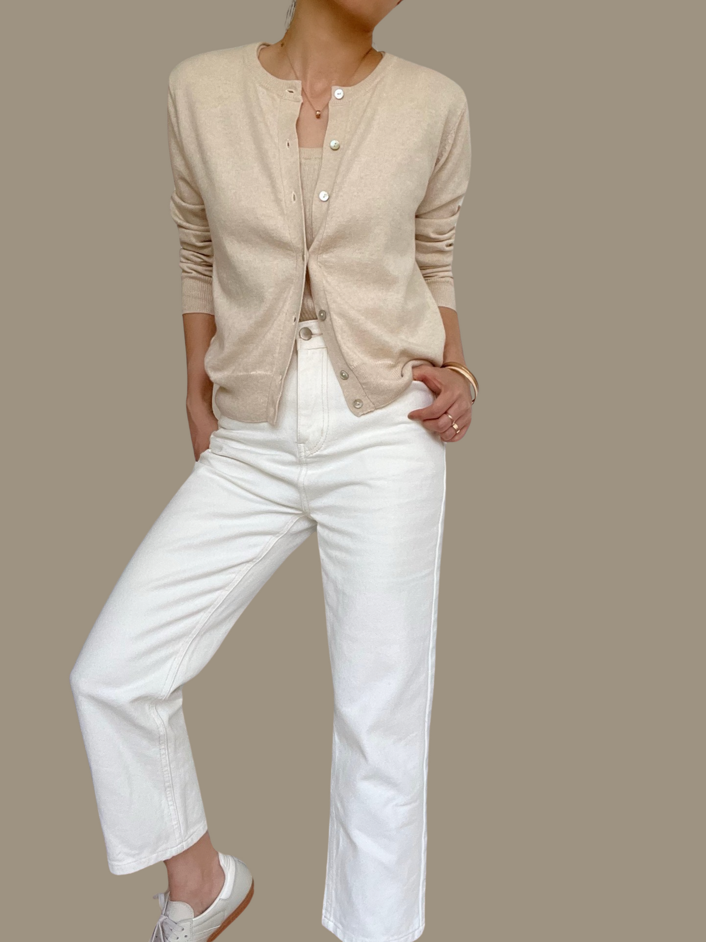 Sold Out -09 Cotton Cashmere Cardigan - Sand