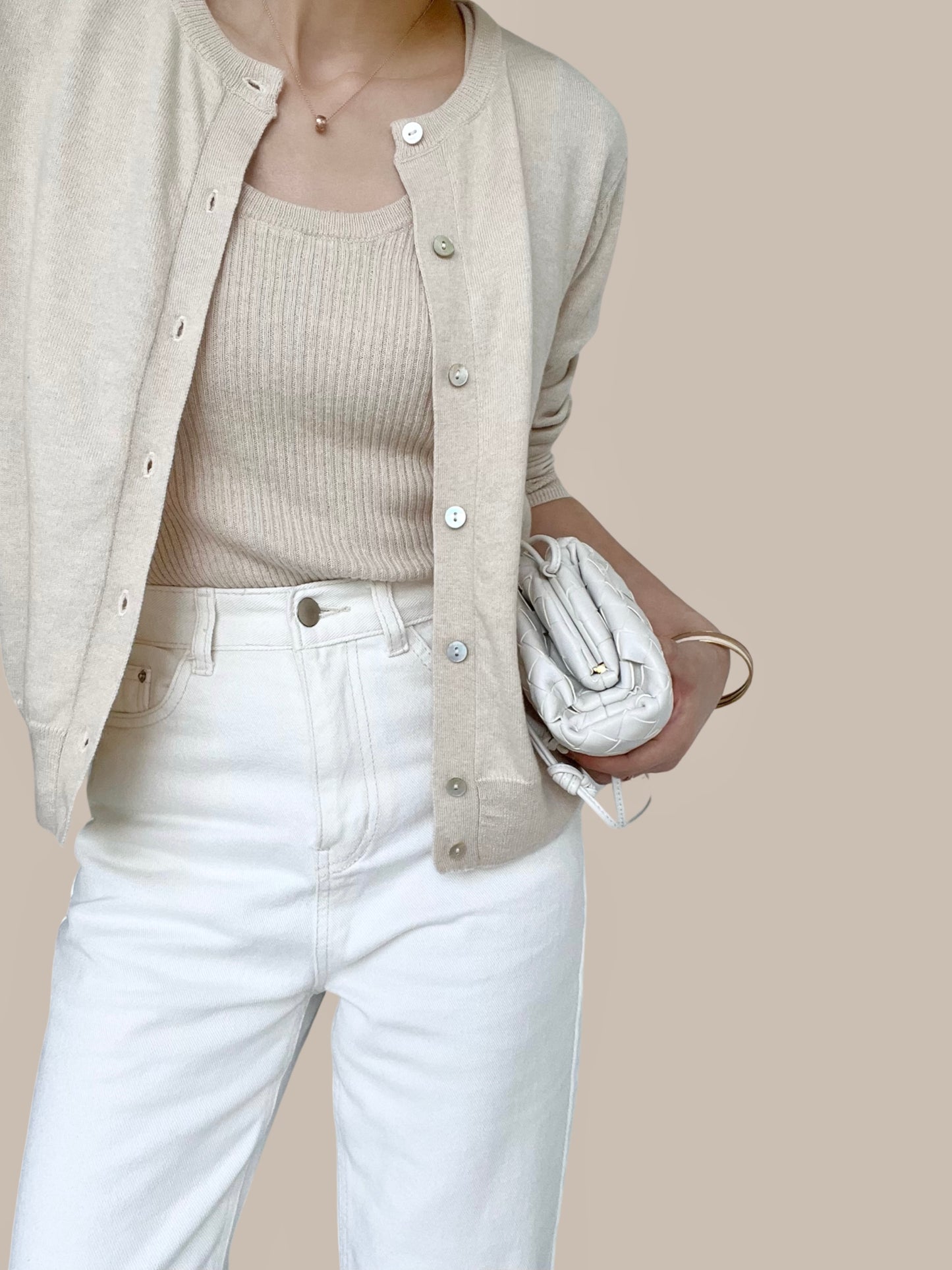 Sold Out -09 Cotton Cashmere Cardigan - Sand