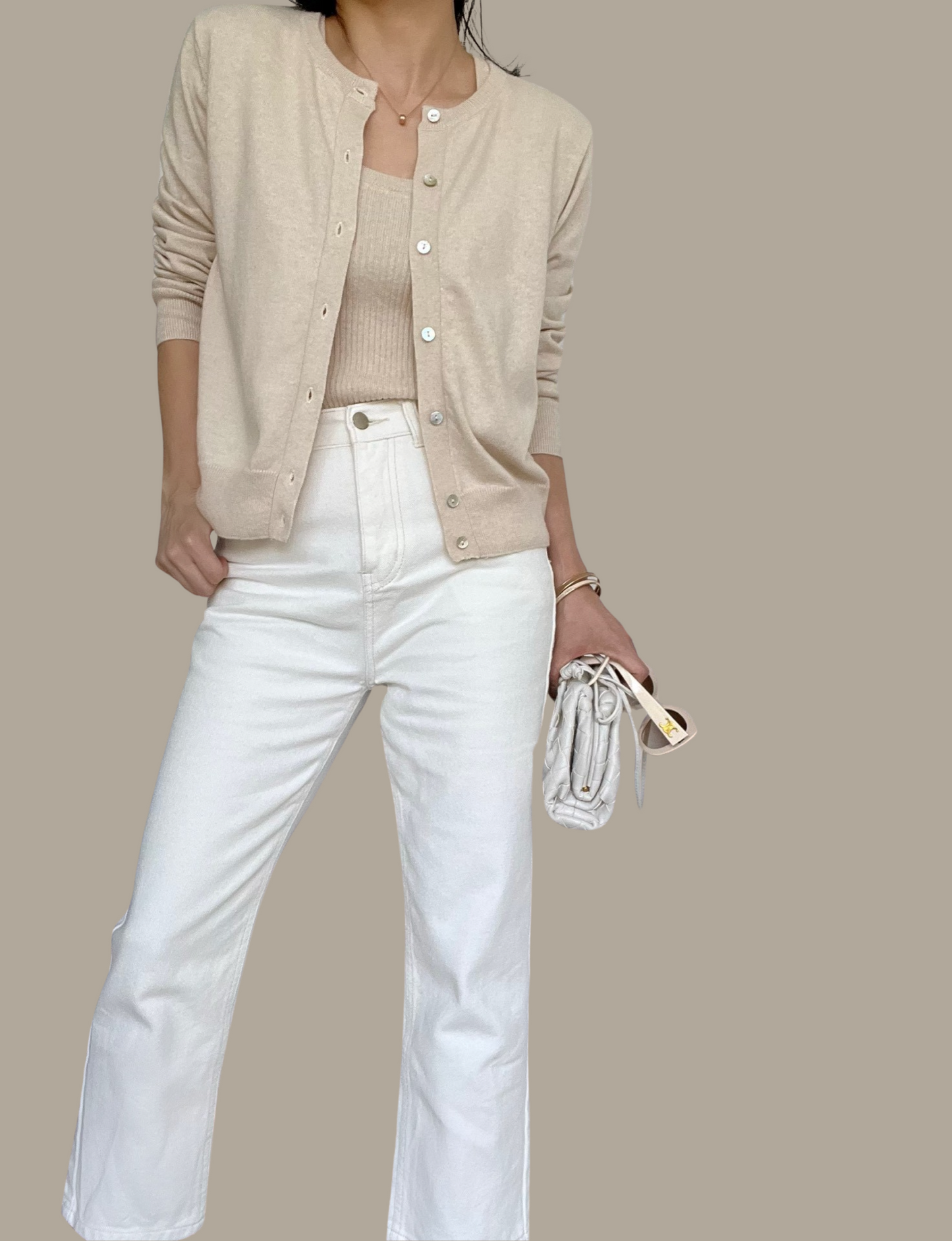 Sold Out -09 Cotton Cashmere Cardigan - Sand