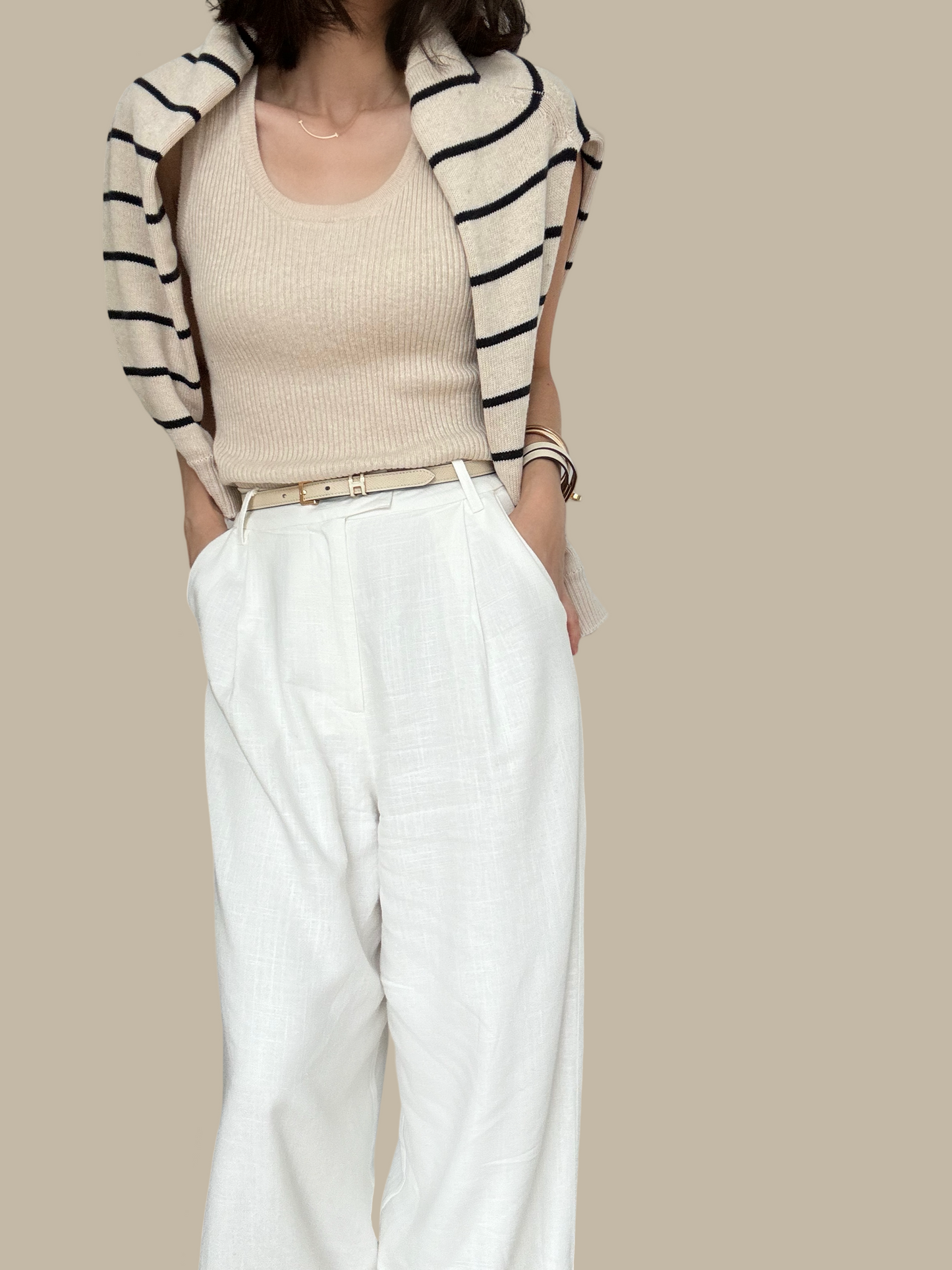 Sold Out - Cotton Cashmere Ribbed Tank - Sand