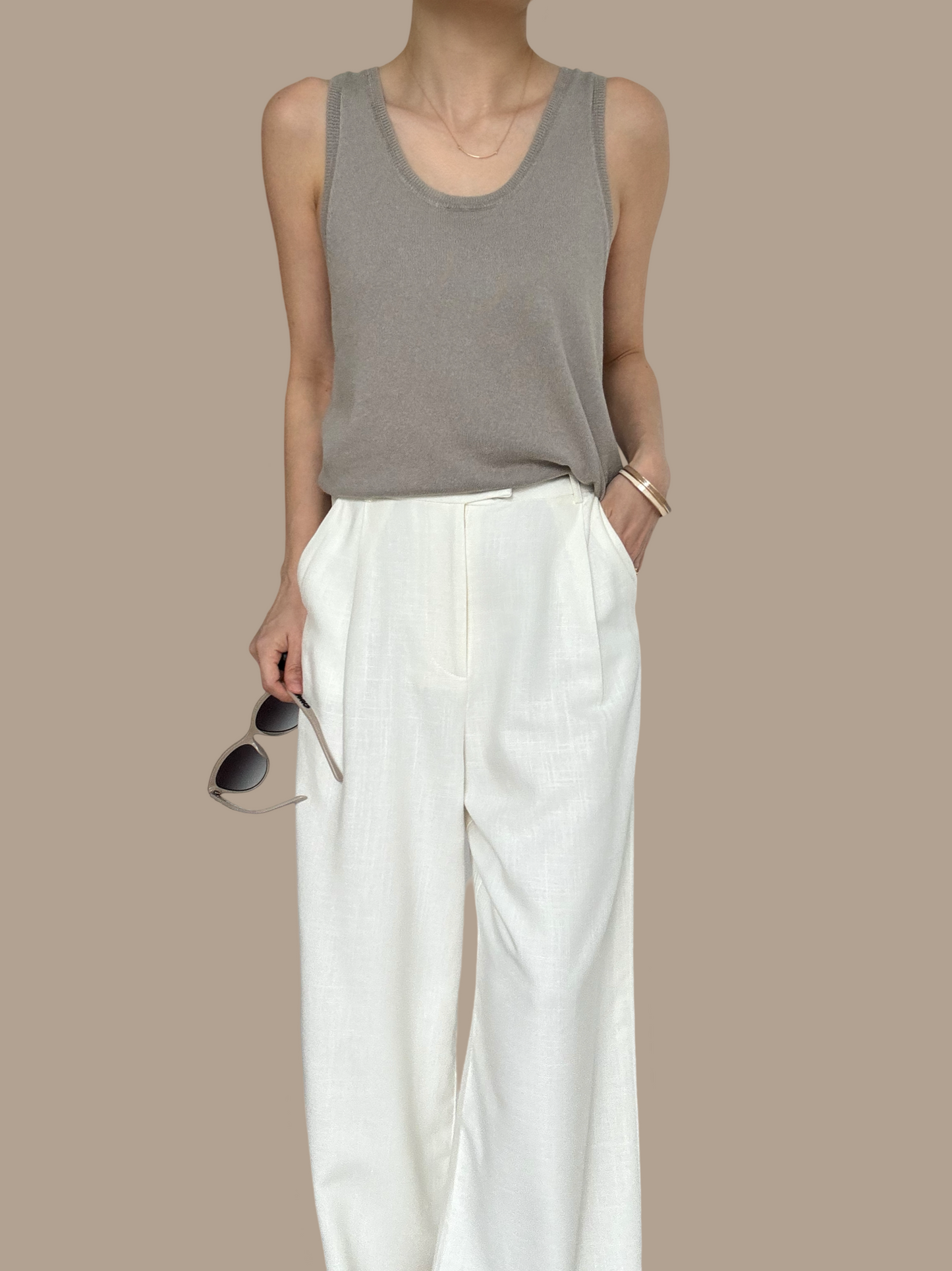Sold Out - Cotton Cashmere Vest- Taupe