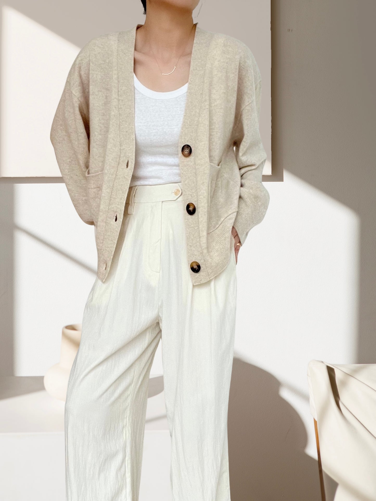 Sold Out -05 Cashmere Cardigan - Oatmeal
