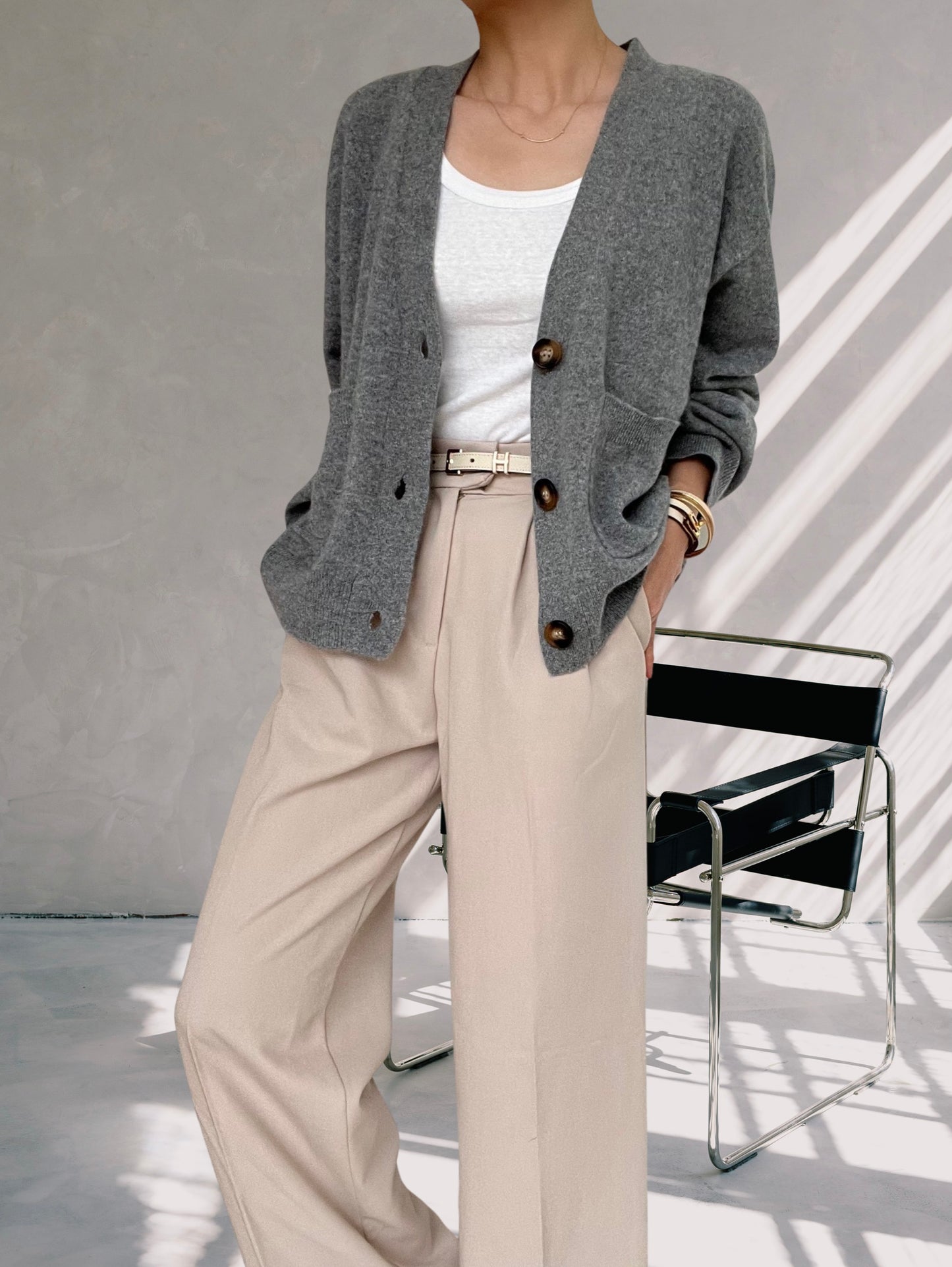 Sold Out -05 Cashmere Cardigan - Anthracite