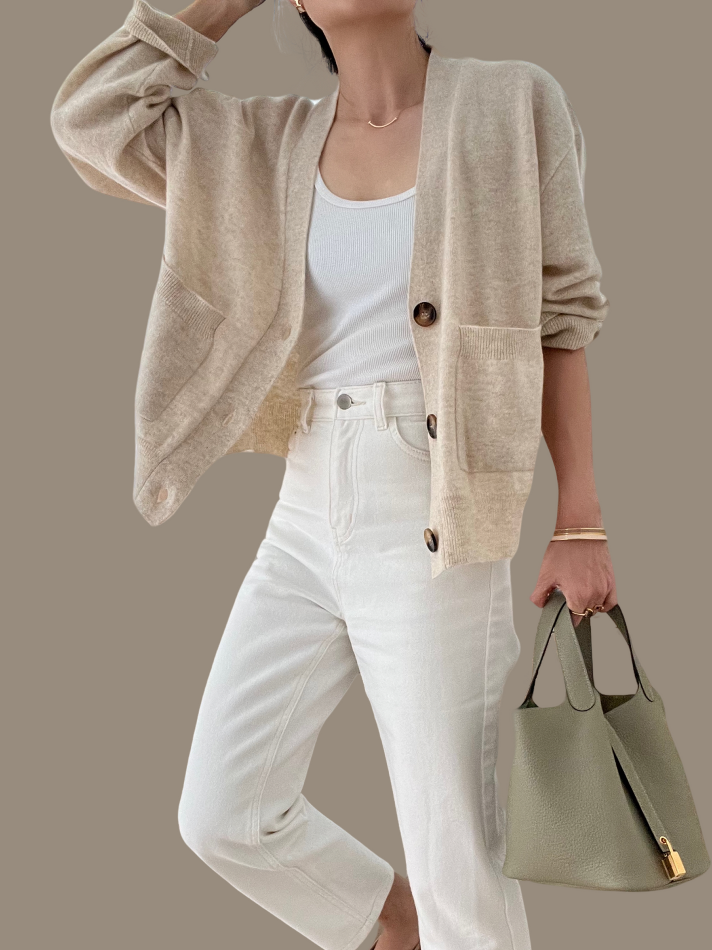 Sold Out -05 Cashmere Cardigan - Oatmeal