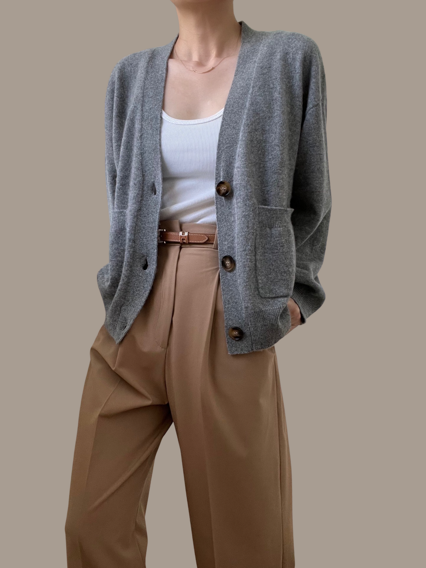Sold Out -05 Cashmere Cardigan - Anthracite