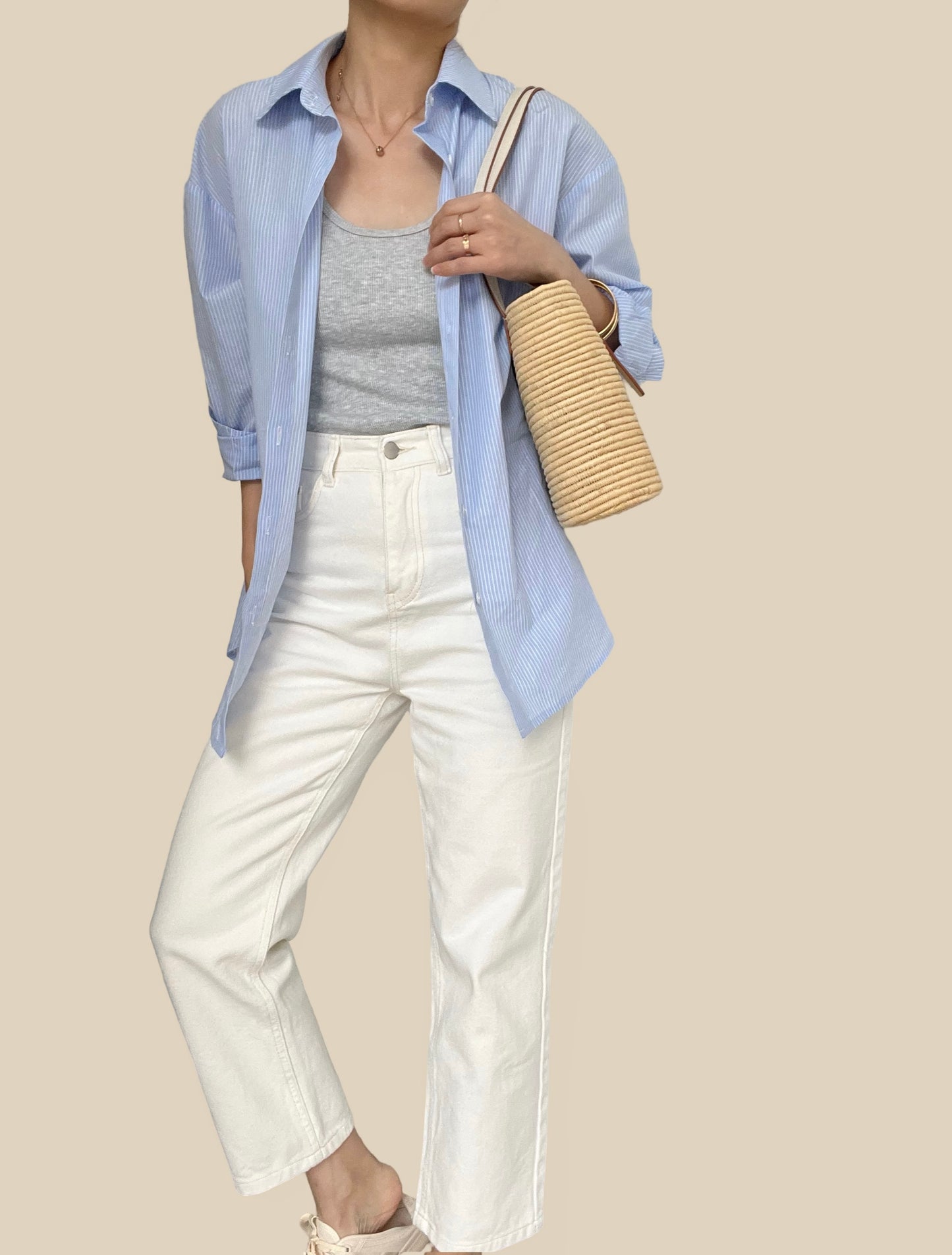 Everyday Stripe Shirt ( limited restock) - Sky Blue