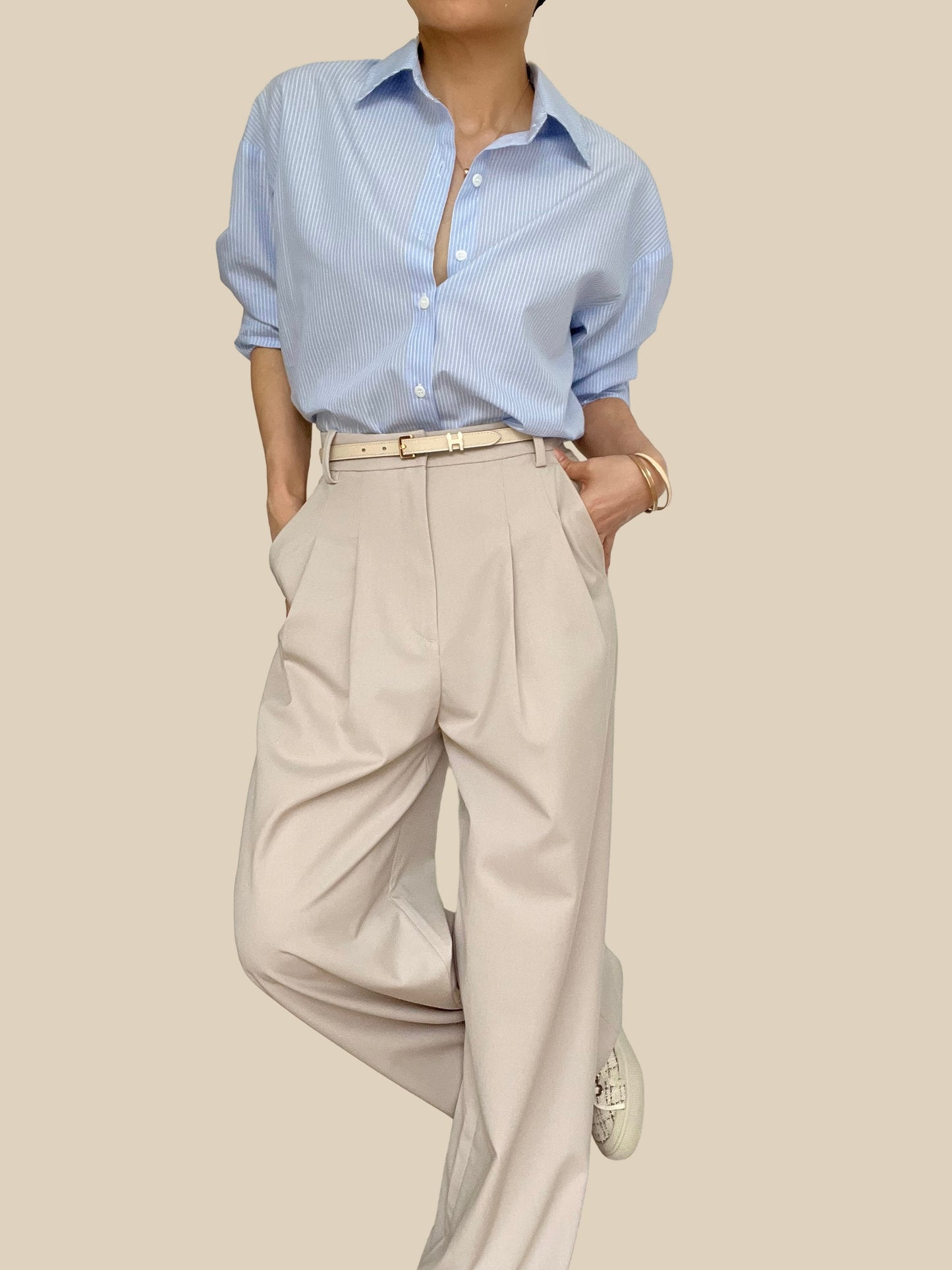 Everyday Stripe Shirt ( limited restock) - Sky Blue
