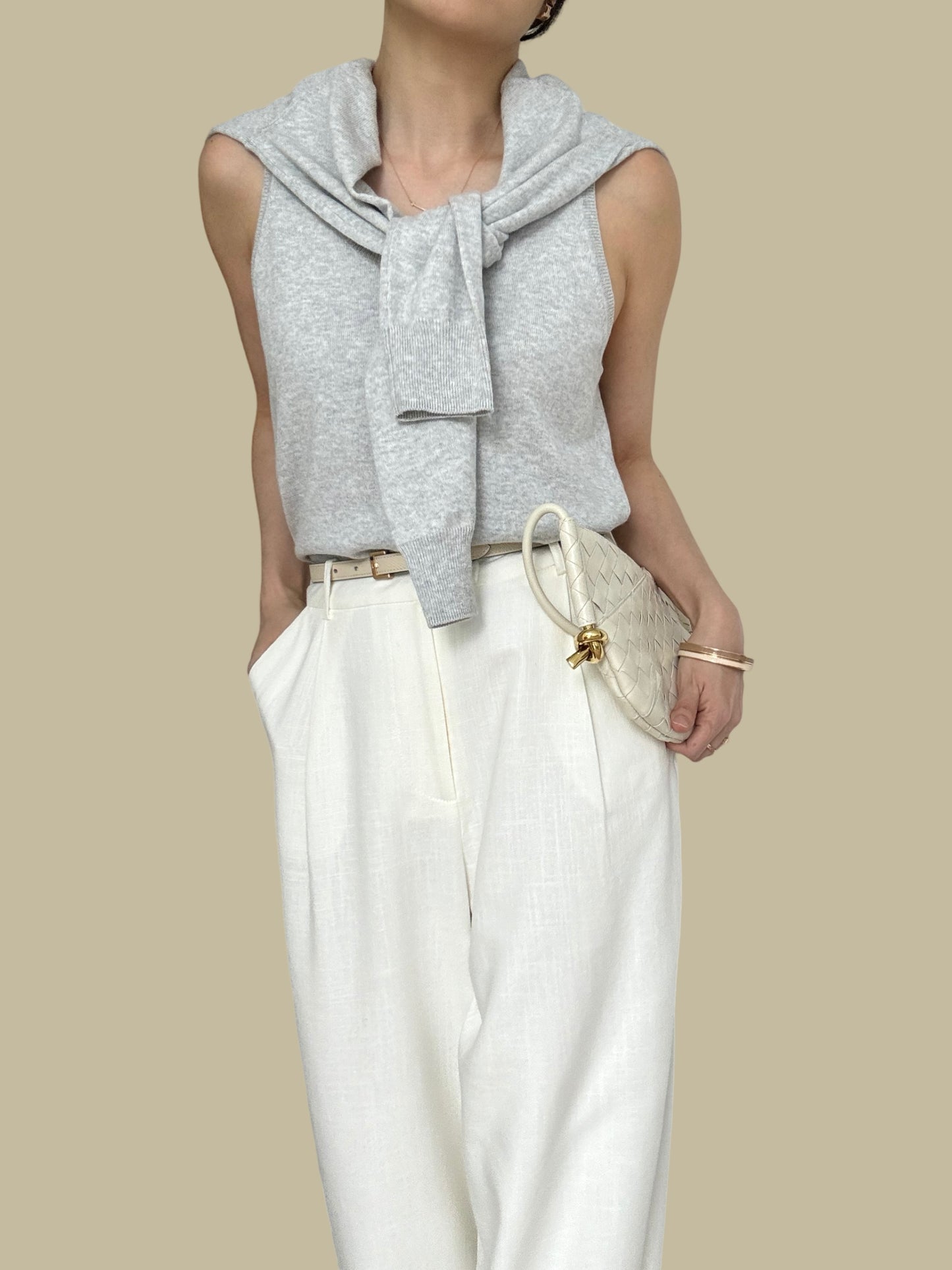 Sold Out - Cotton Cashmere Cardigan- Pebble