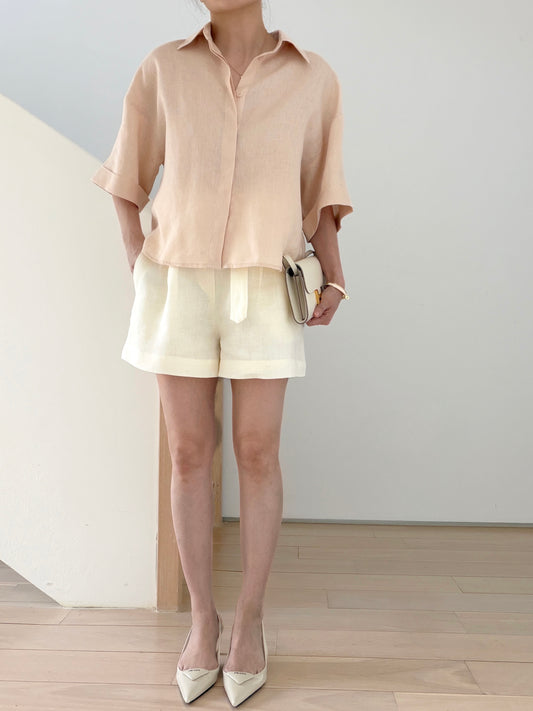 Everyday Linen Shirt - Peach Blush