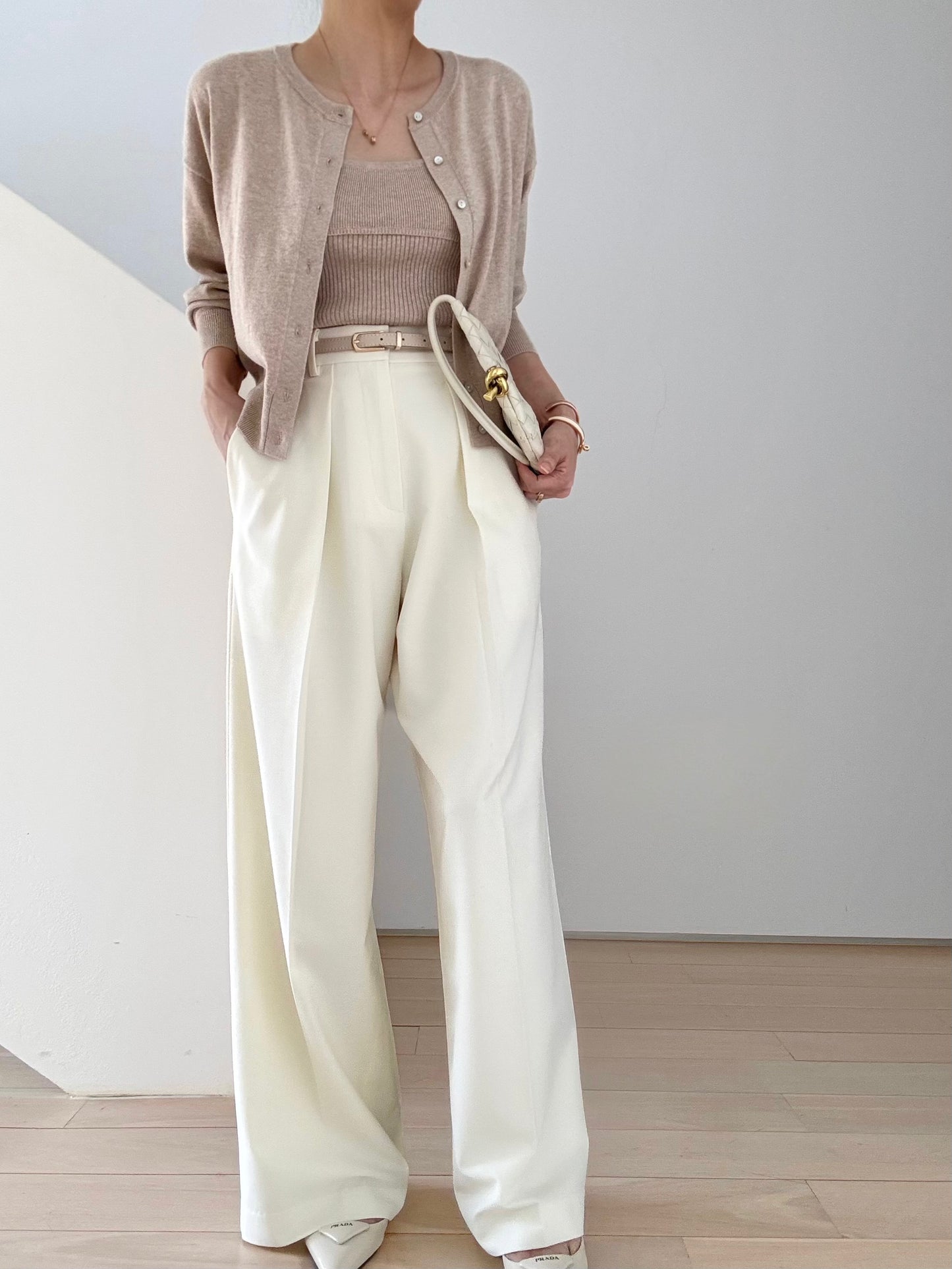 Cotton Cashmere Drop Shoulder Cardigan- Truffle Melange