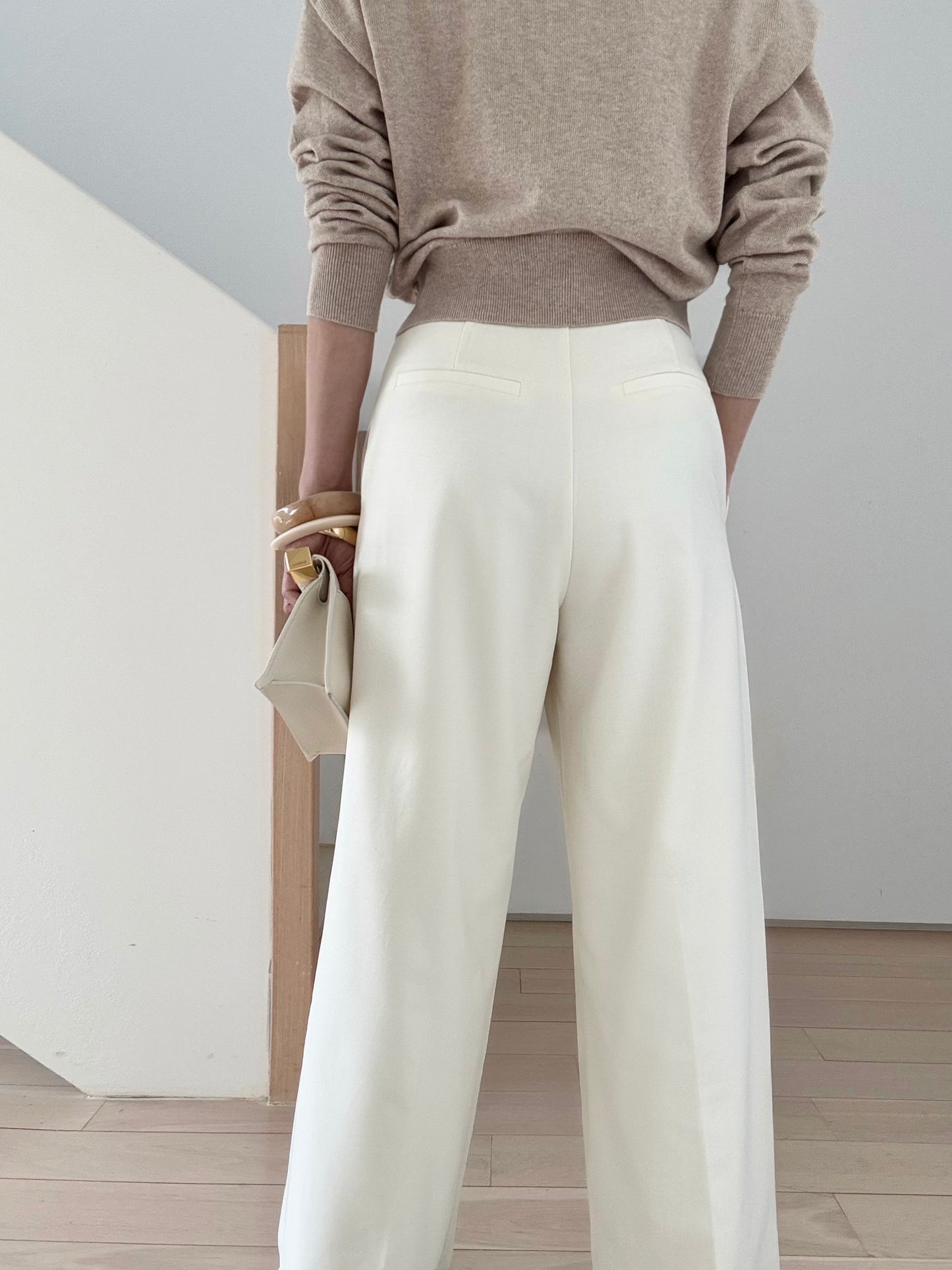 Day to Night Tailored Trousers ( Belt included) - Vanilla