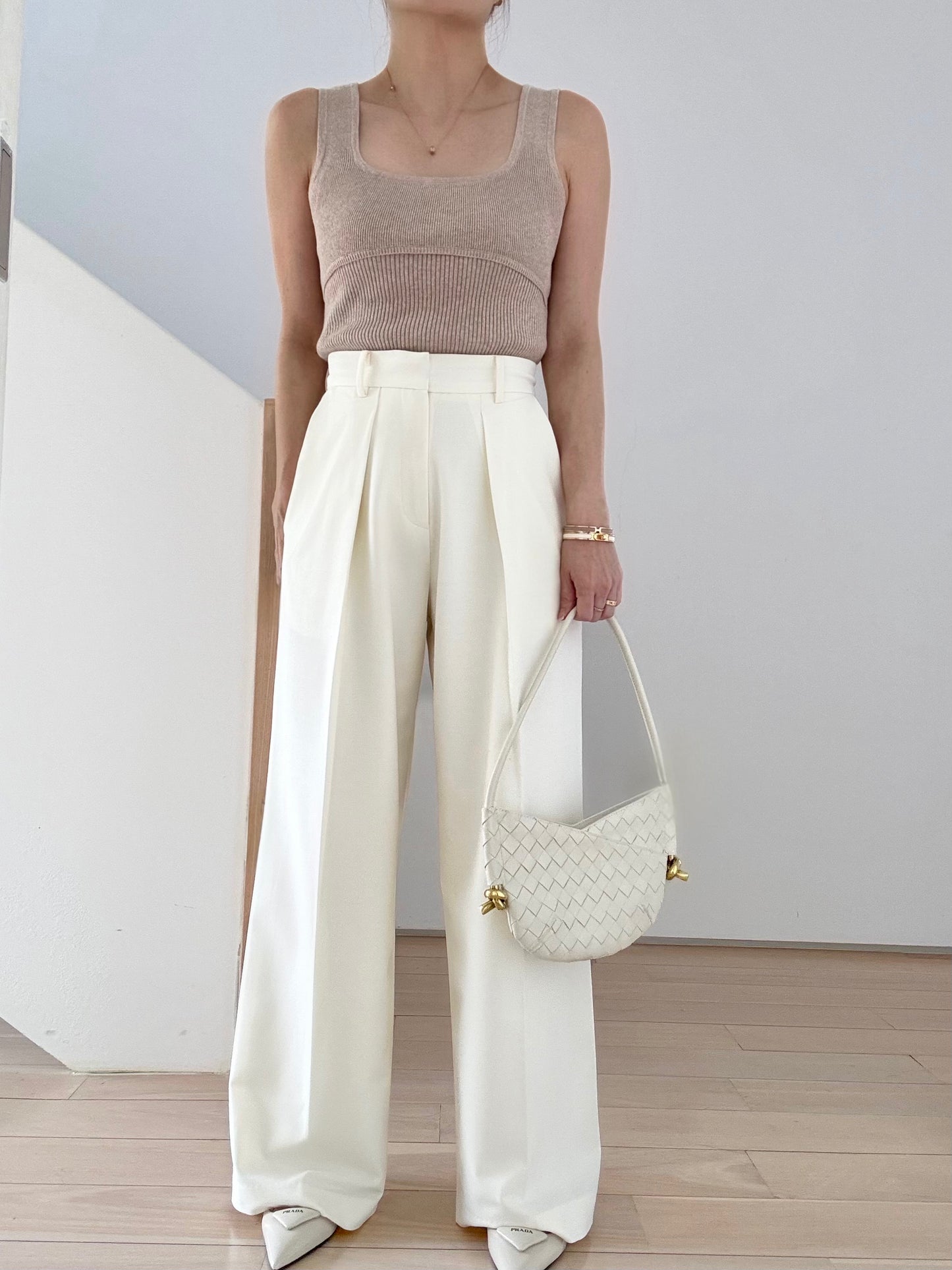 Day to Night Tailored Trousers ( Belt included) - Vanilla