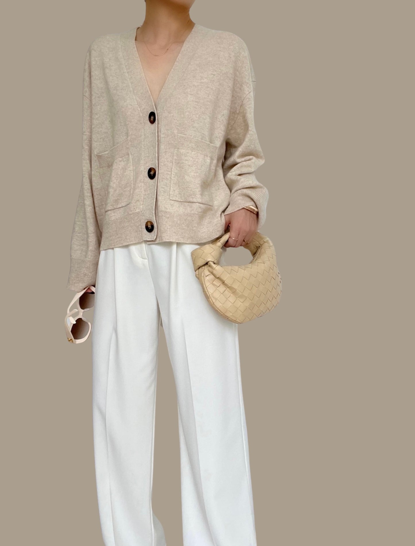 Out of stock-05 Cashmere Cardigan - Oatmeal