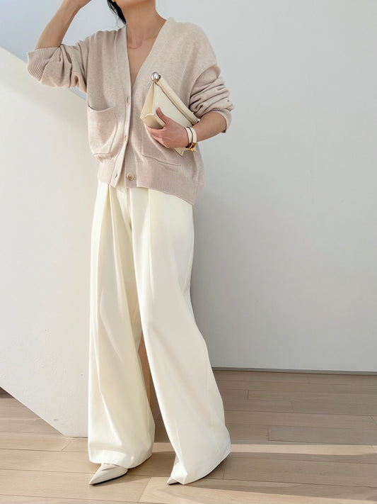 Cosy Cardi in Supima Cotton Cashmere- Soft Oat