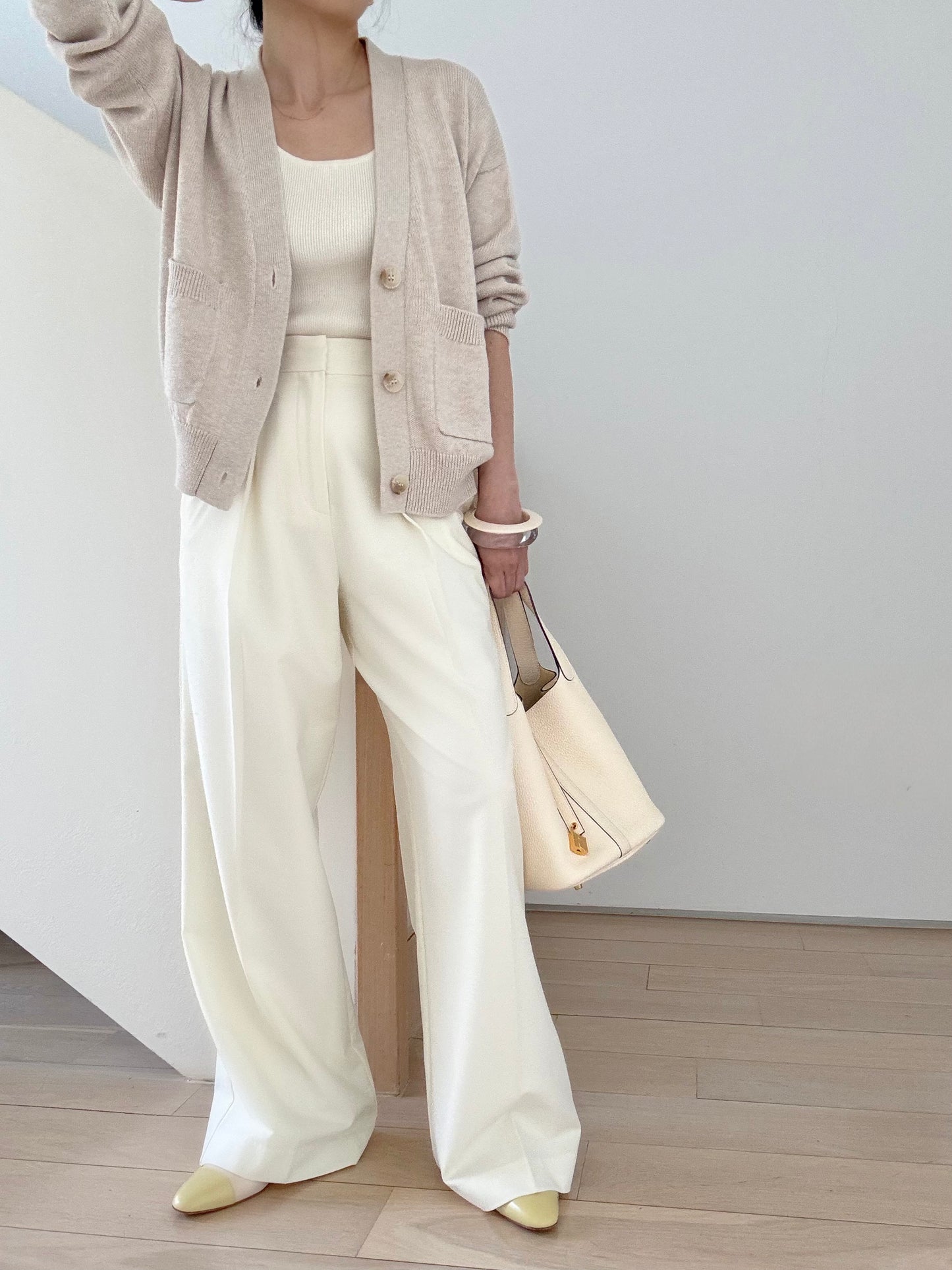 Cosy Cardi in Supima Cotton Cashmere- Soft Oat