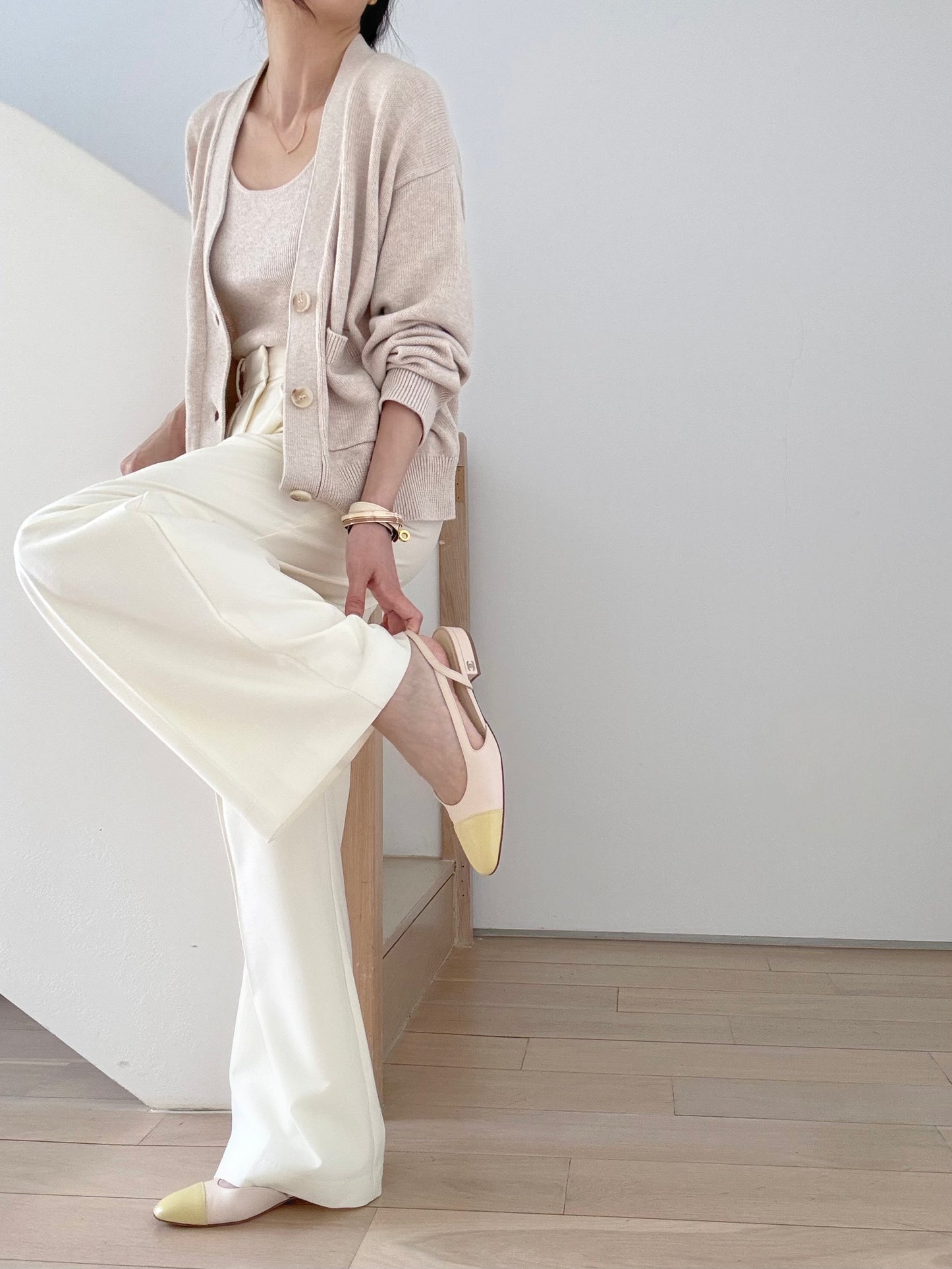 Cosy Cardi in Supima Cotton Cashmere- Soft Oat