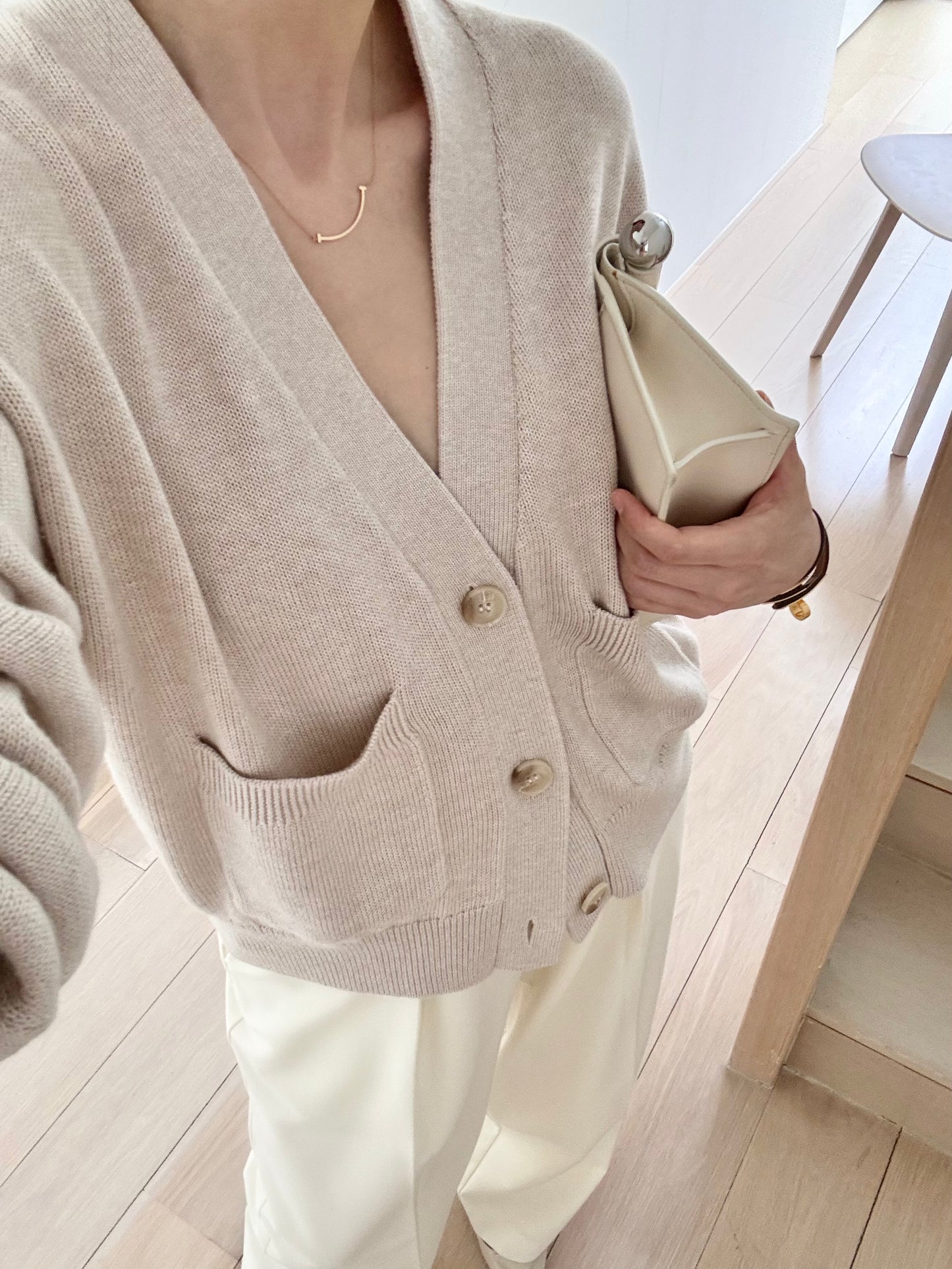 Cosy Cardi in Supima Cotton Cashmere- Soft Oat