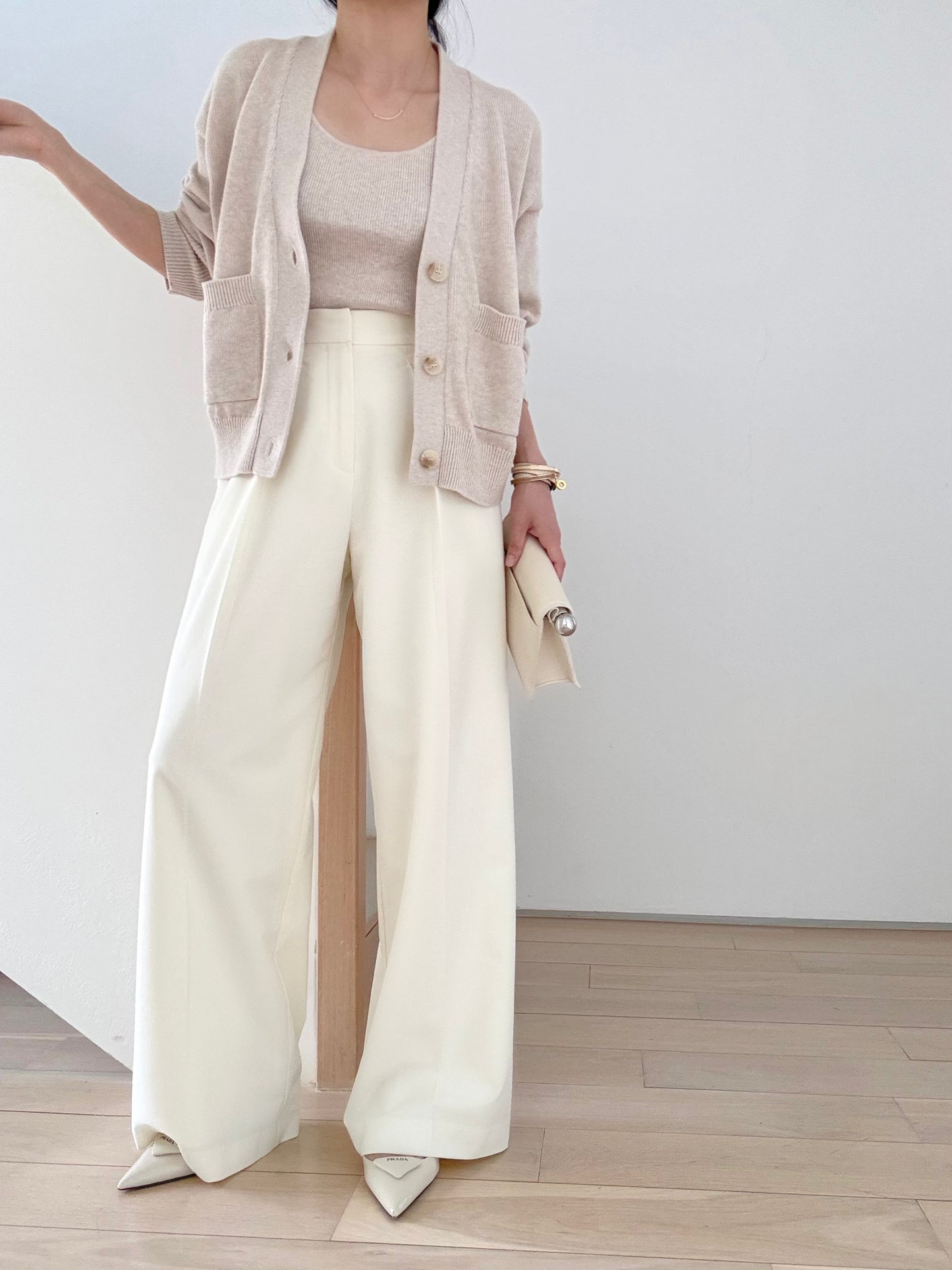 Cosy Cardi in Supima Cotton Cashmere- Soft Oat