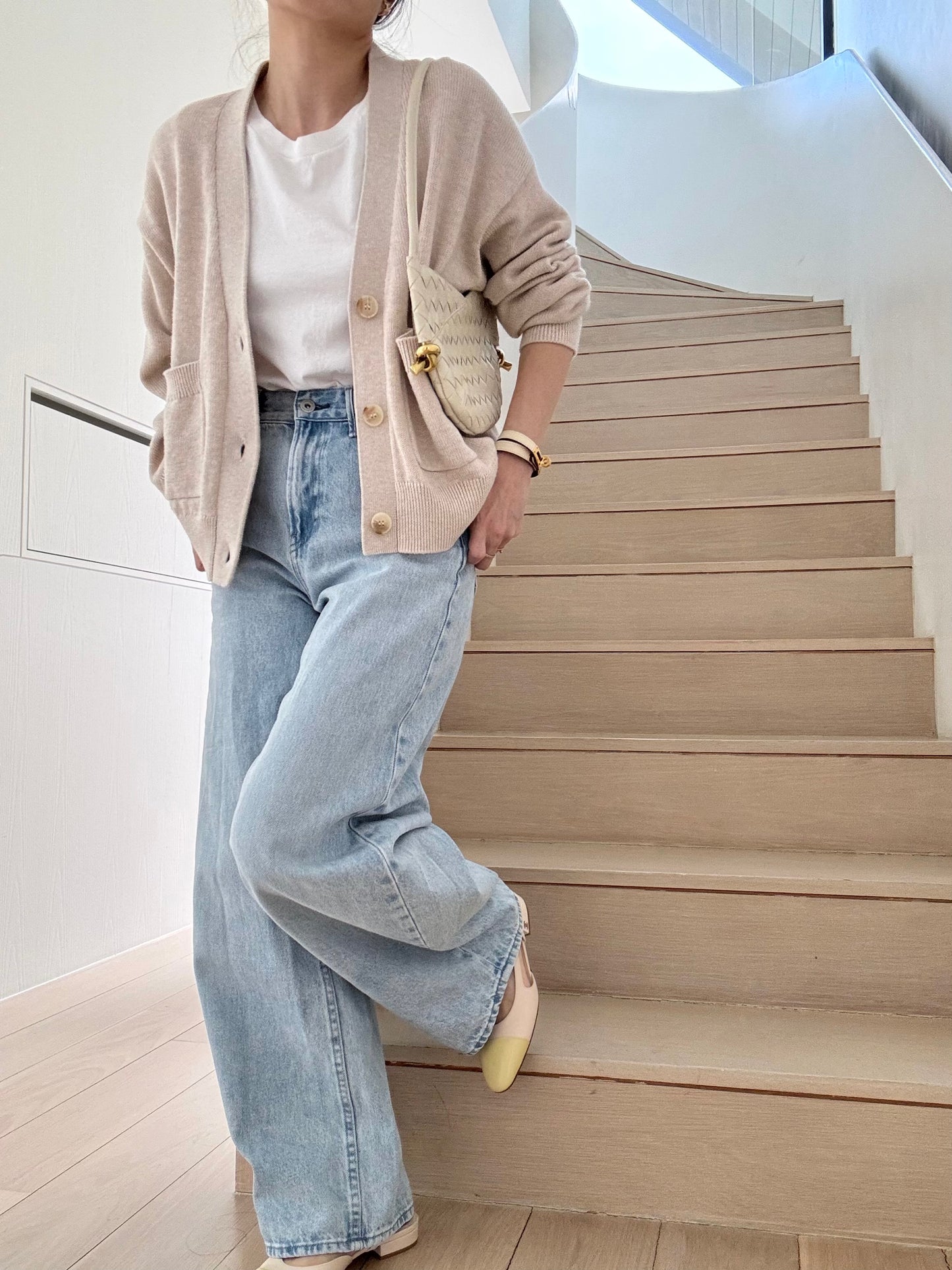 Cosy Cardi in Supima Cotton Cashmere- Soft Oat