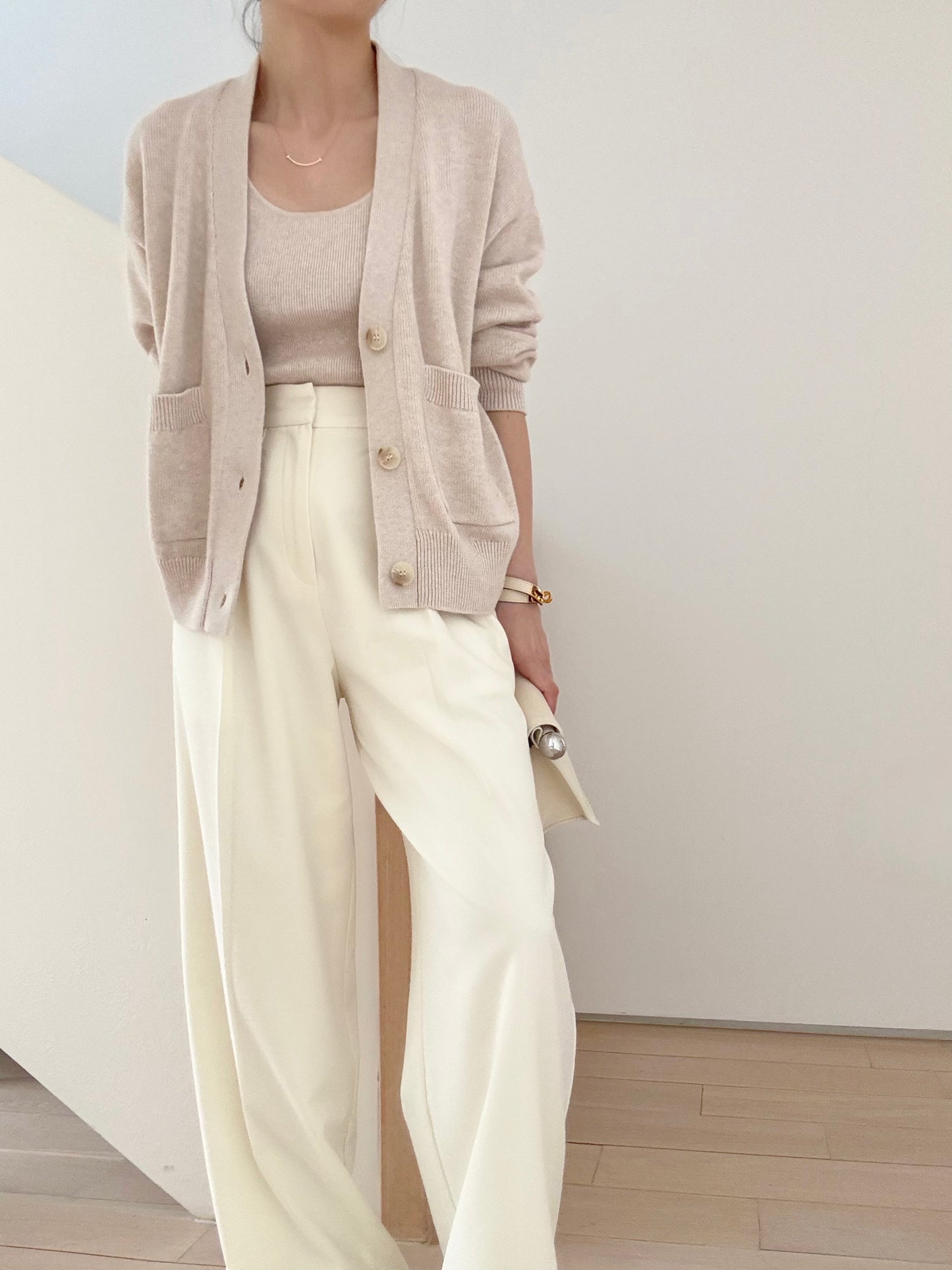 Daily Supima cotton cashmere ribbed tank- Soft Oat