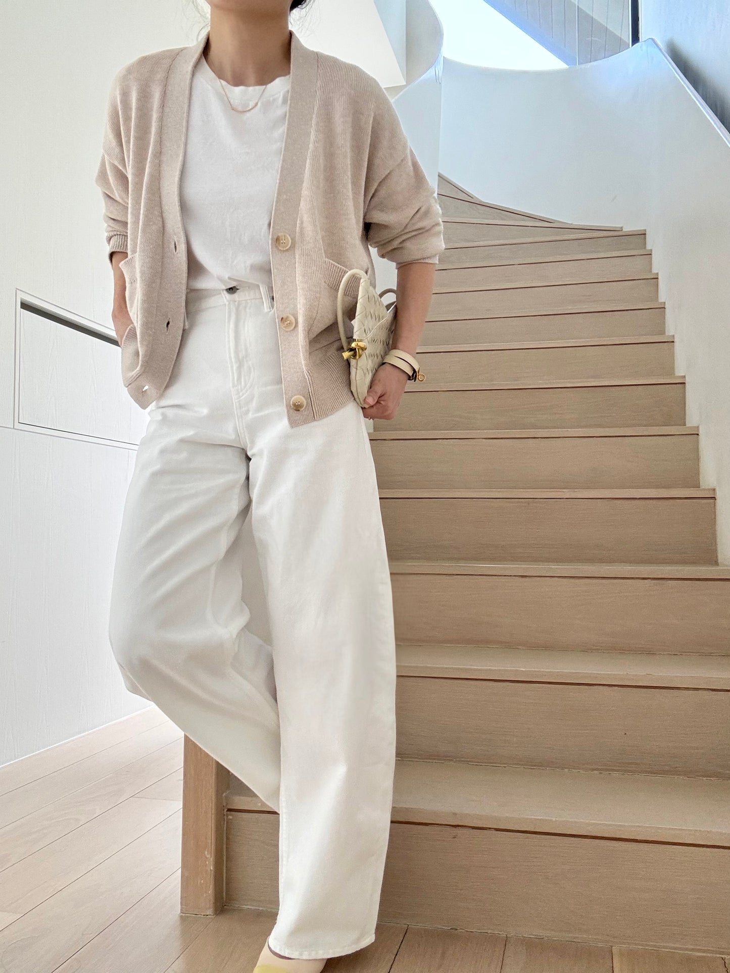 Cosy Cardi in Supima Cotton Cashmere- Soft Oat