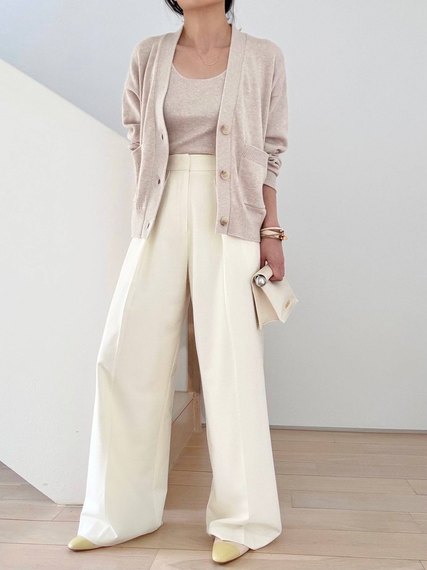 Cosy Cardi in Supima Cotton Cashmere- Soft Oat