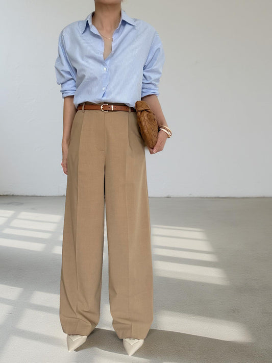 City Sleek Tailored Trousers (belts included)-Camel