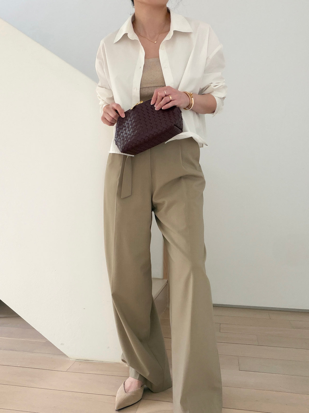 Belted City Sleek Trousers- Burnt Olive