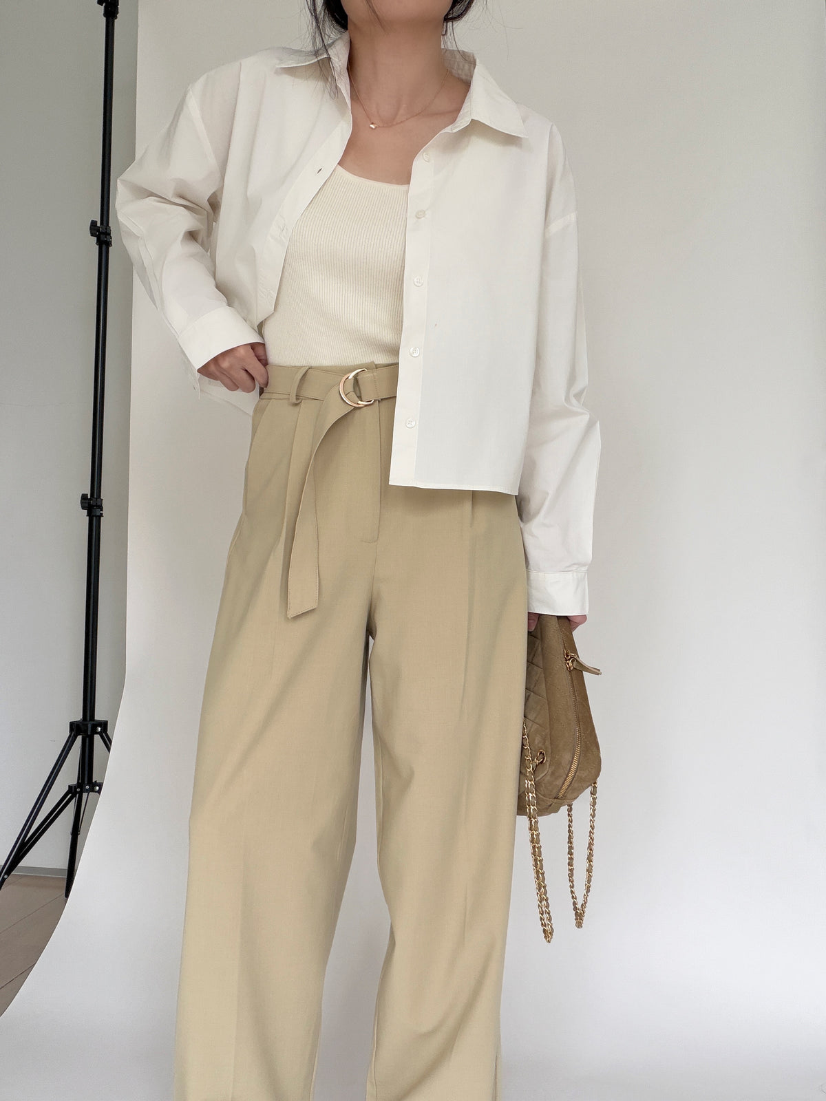 Belted City Sleek Trousers- Linden Green