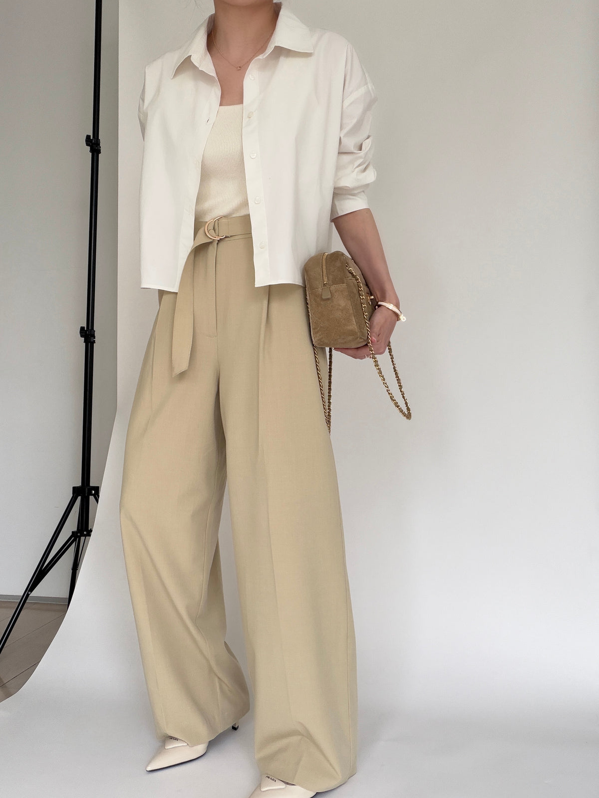 Belted City Sleek Trousers- Linden Green