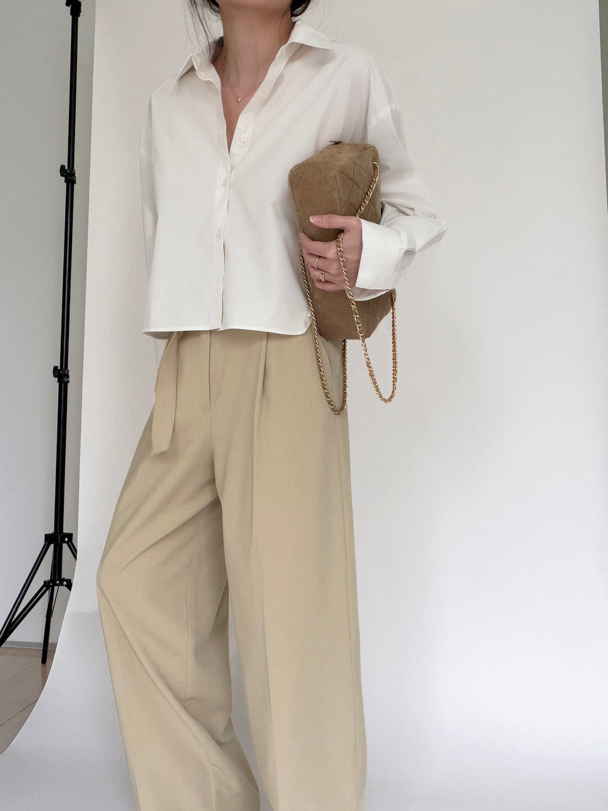Cotton Crop Shirt - Cashew Milk