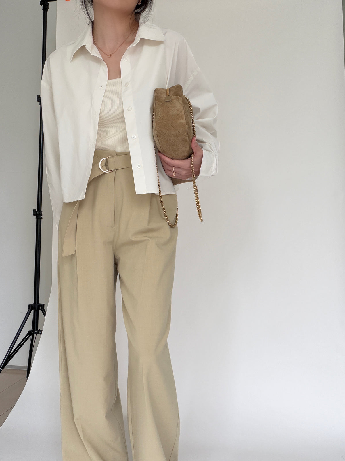 Belted City Sleek Trousers- Linden Green