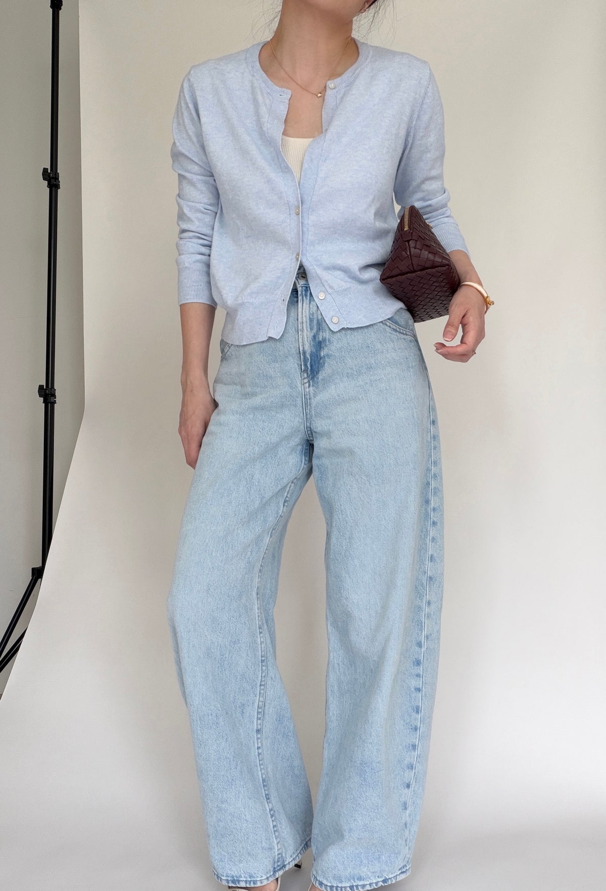 Cotton Cashmere Cardigan- Powder Blue