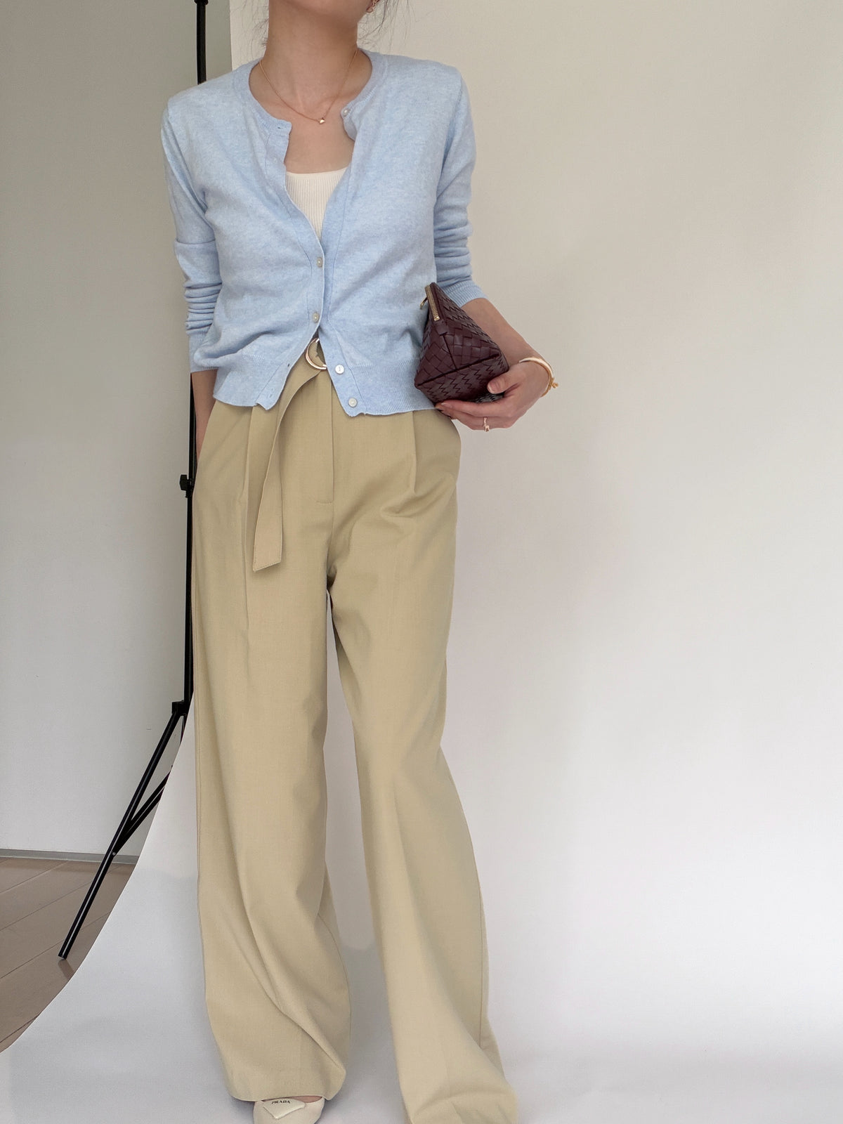 Cotton Cashmere Cardigan- Powder Blue