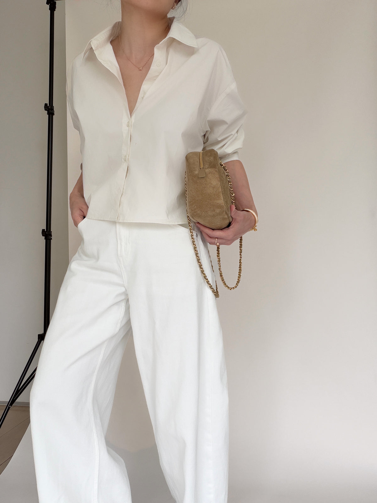 Cotton Crop Shirt - Cashew Milk