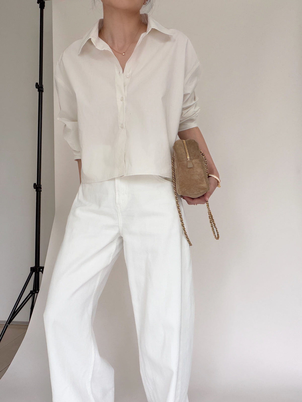 Cotton Crop Shirt - Cashew Milk