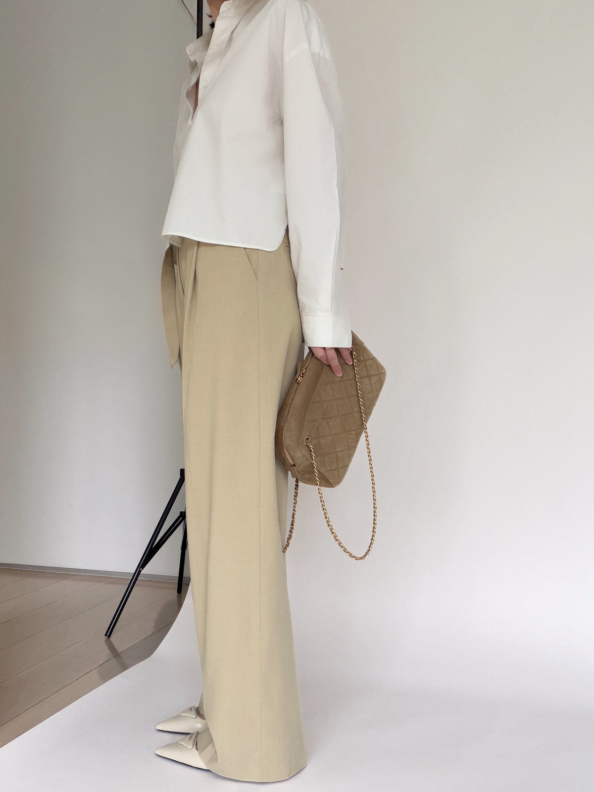 Belted City Sleek Trousers- Linden Green